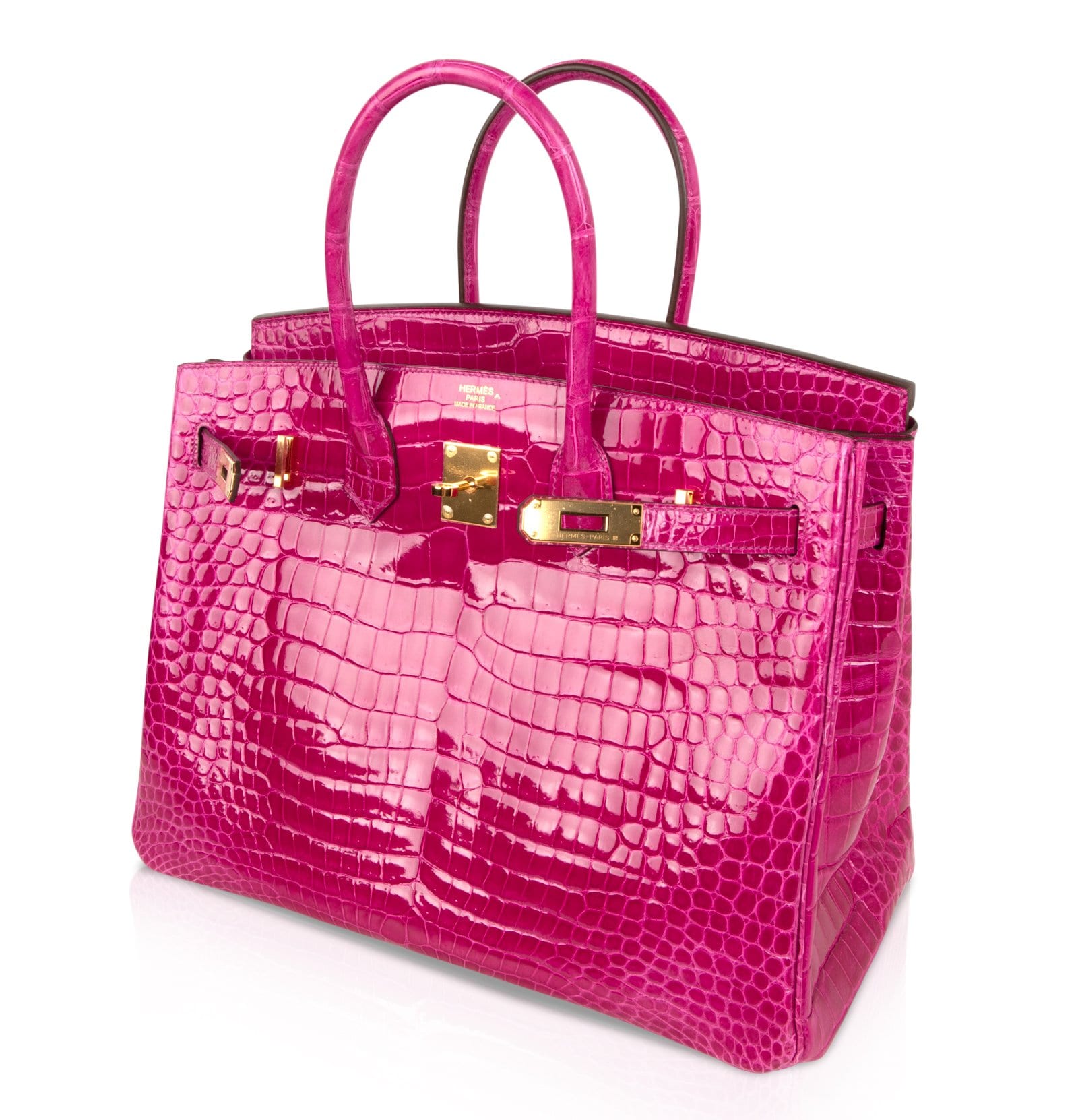 Hermes Birkin 35 Bag Pink Rose Scheherazade Porosus Crocodile Gold Hardware