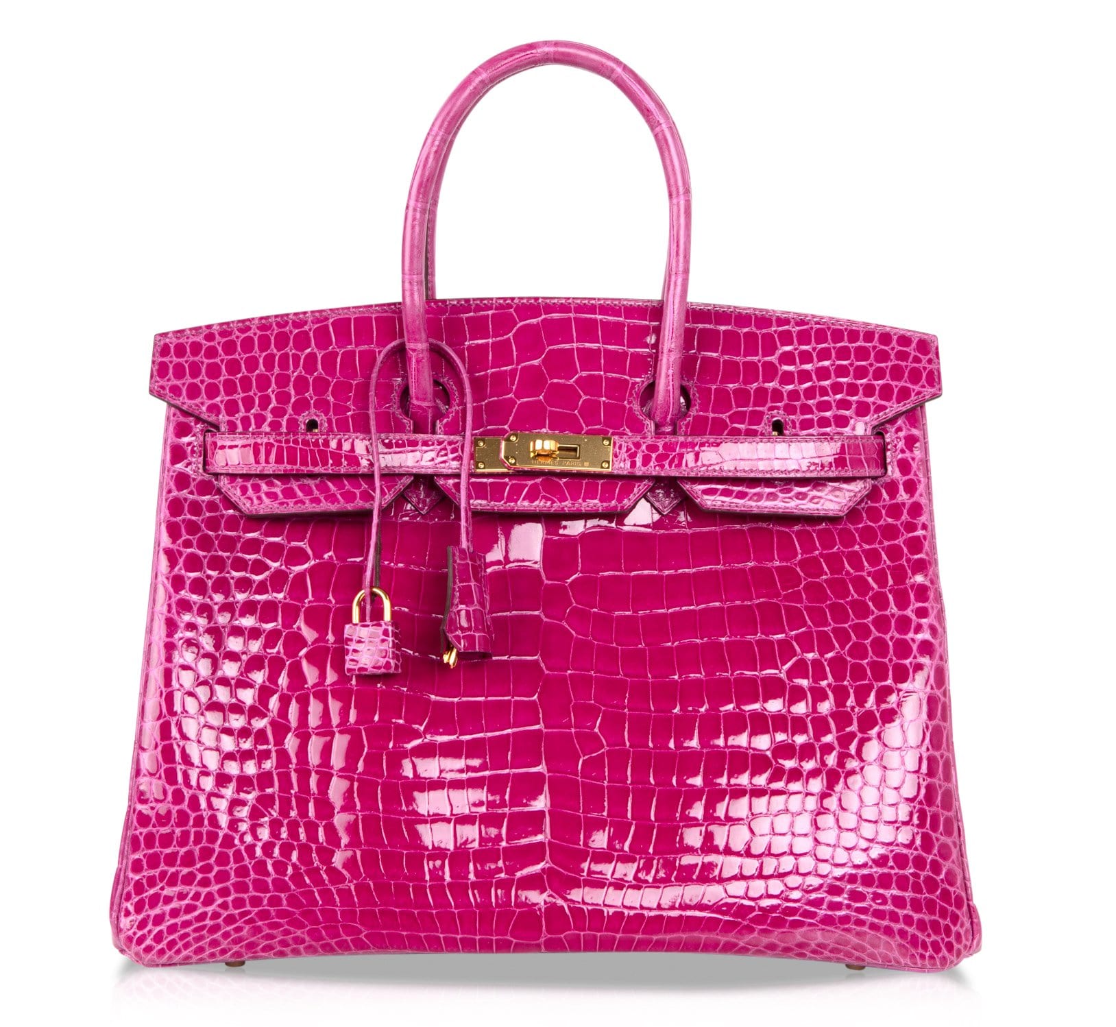 Hermes Birkin 35 Bag Pink Rose Scheherazade Porosus Crocodile Gold