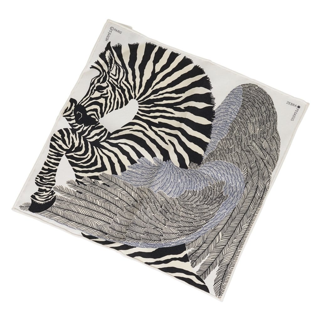 Hermes Scarf Nano Zebra Pegasus Noir / Blanc New w/Box