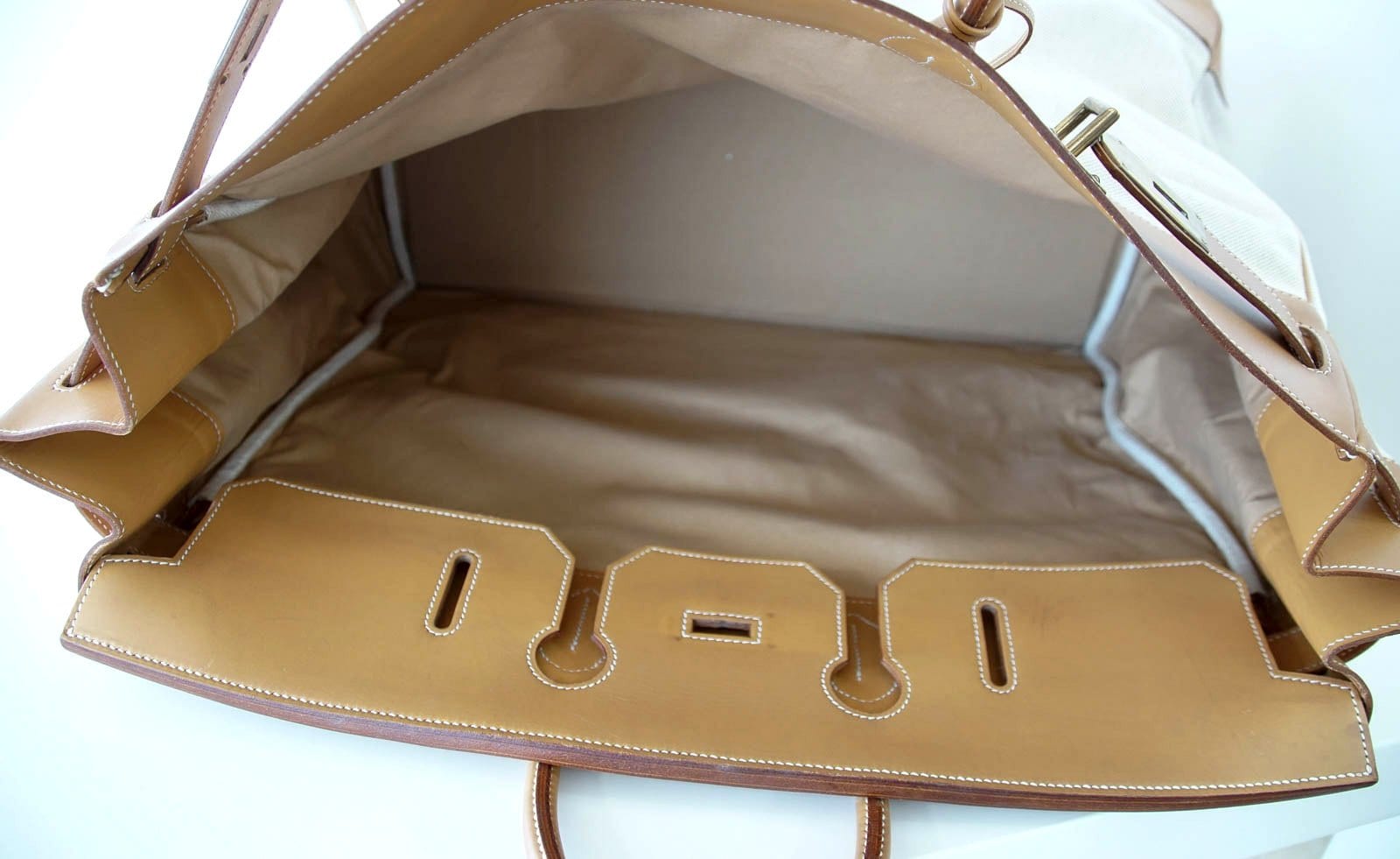 Hermes Birkin 55 Bag HAC Men's Toile Vache Naturelle Brass Hardware Un –  Mightychic