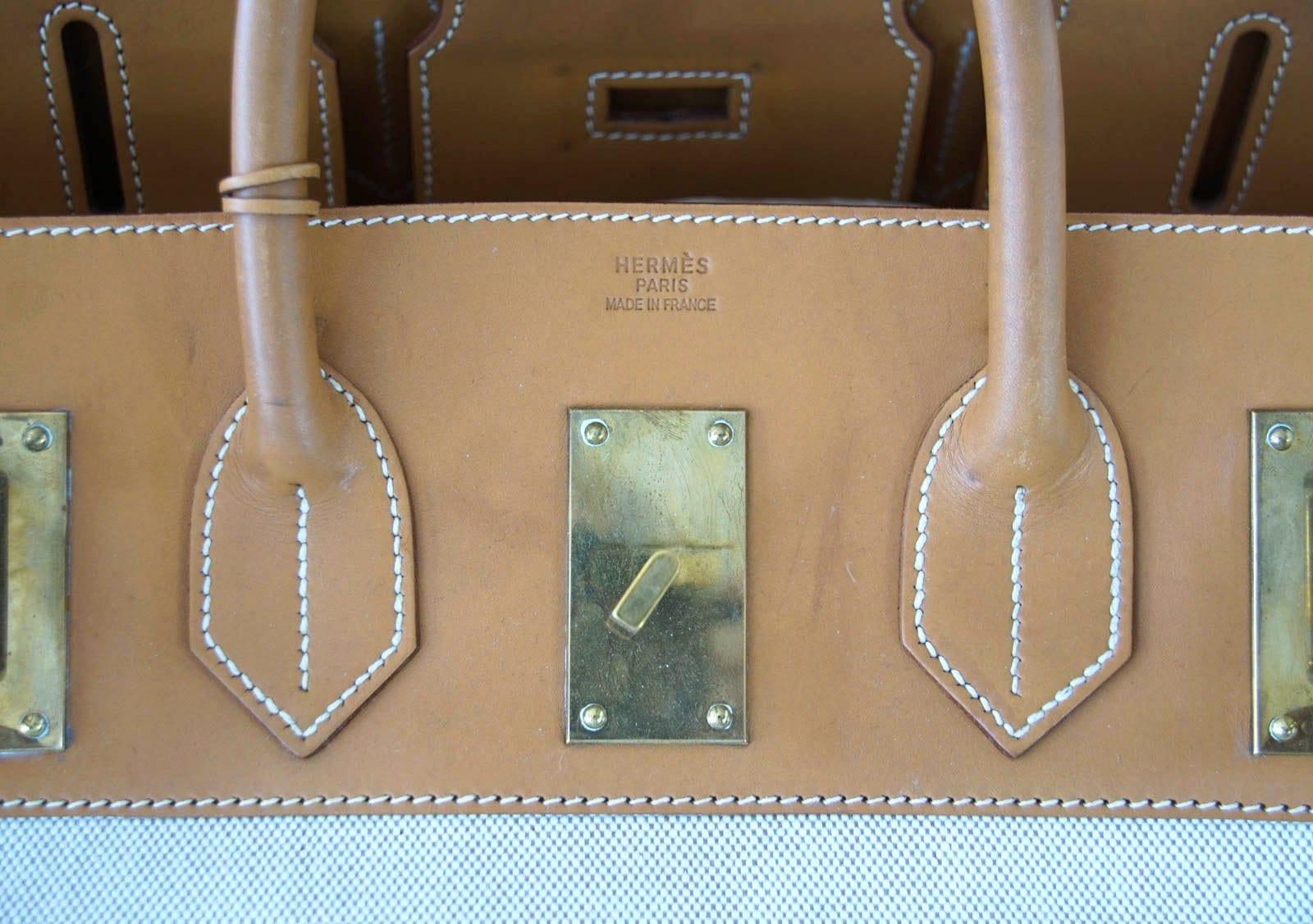 Hermes Birkin 50 HAC Bag Etoupe Togo Leather Brass Hardware Rare