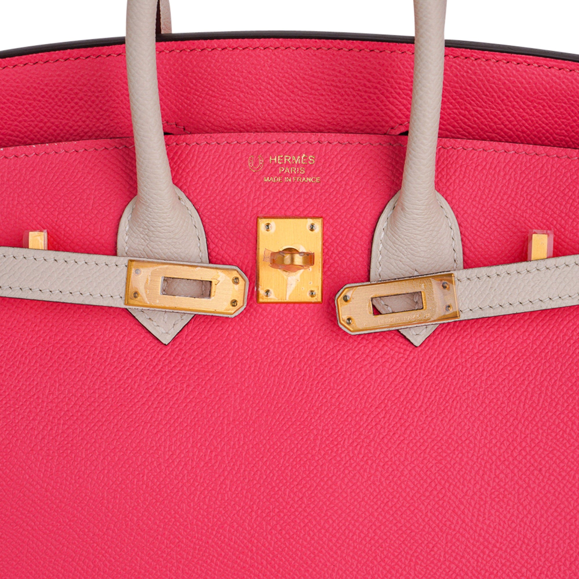 Hermes Birkin 25 HSS Bag Rose Azalee Rouge Casaque Epsom Gold Hardware •  MIGHTYCHIC • 