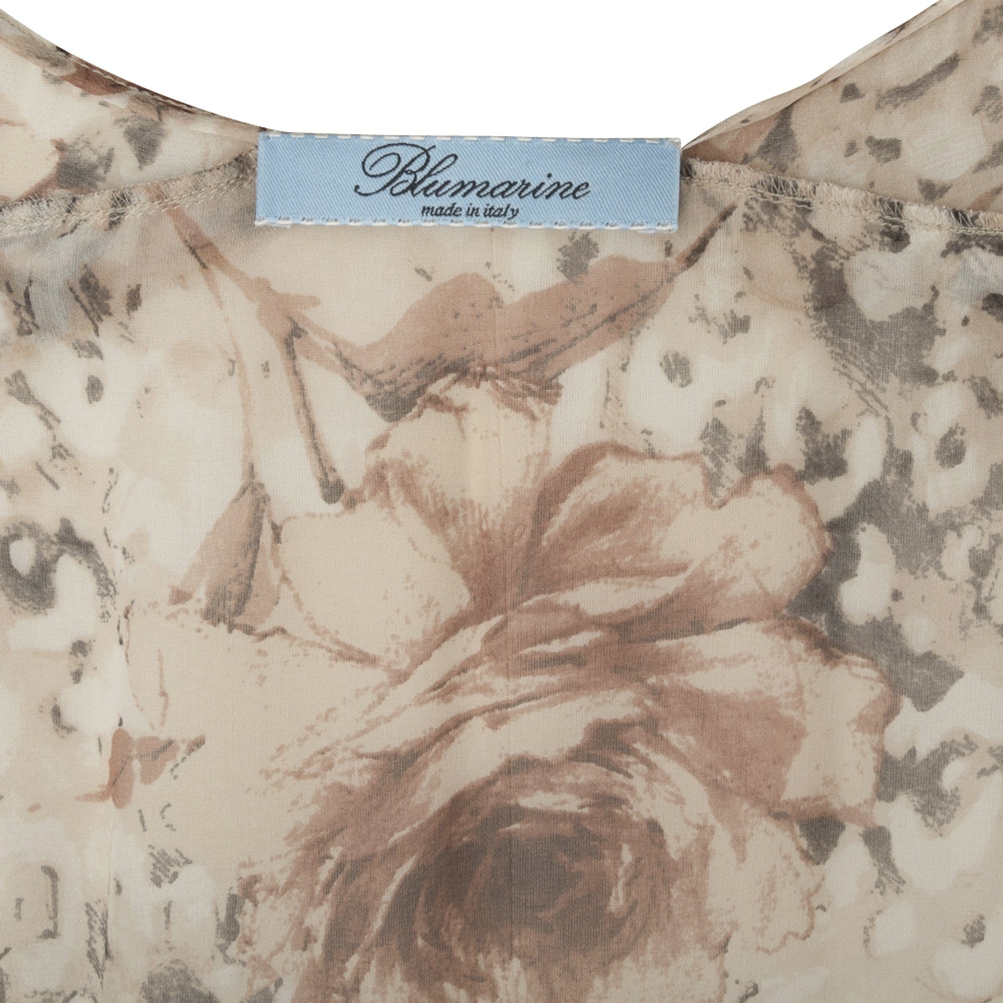 Blumarine Dress Floral Nude Silk Chiffon 44 / 8