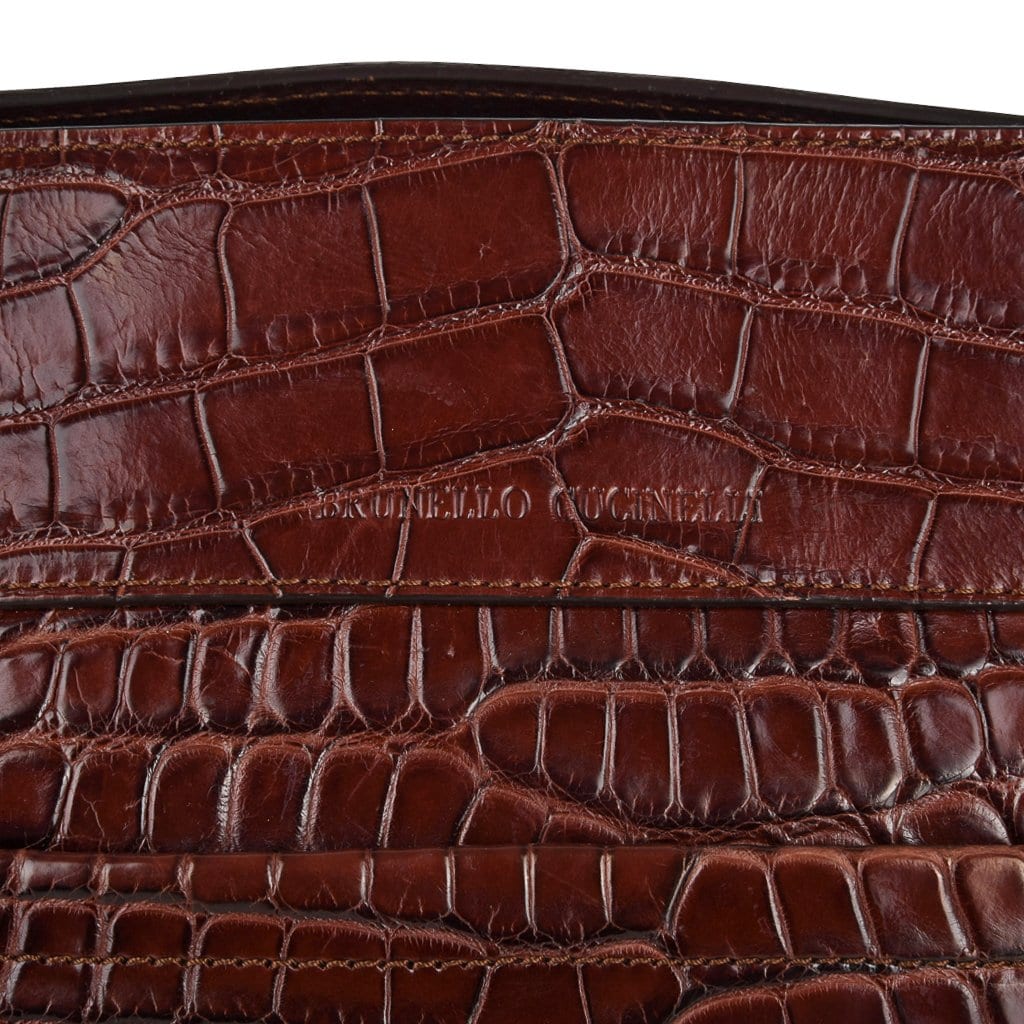 Brunello Cucinelli Bag Luxurious Exclusive Rich Brown Crocodile Tote