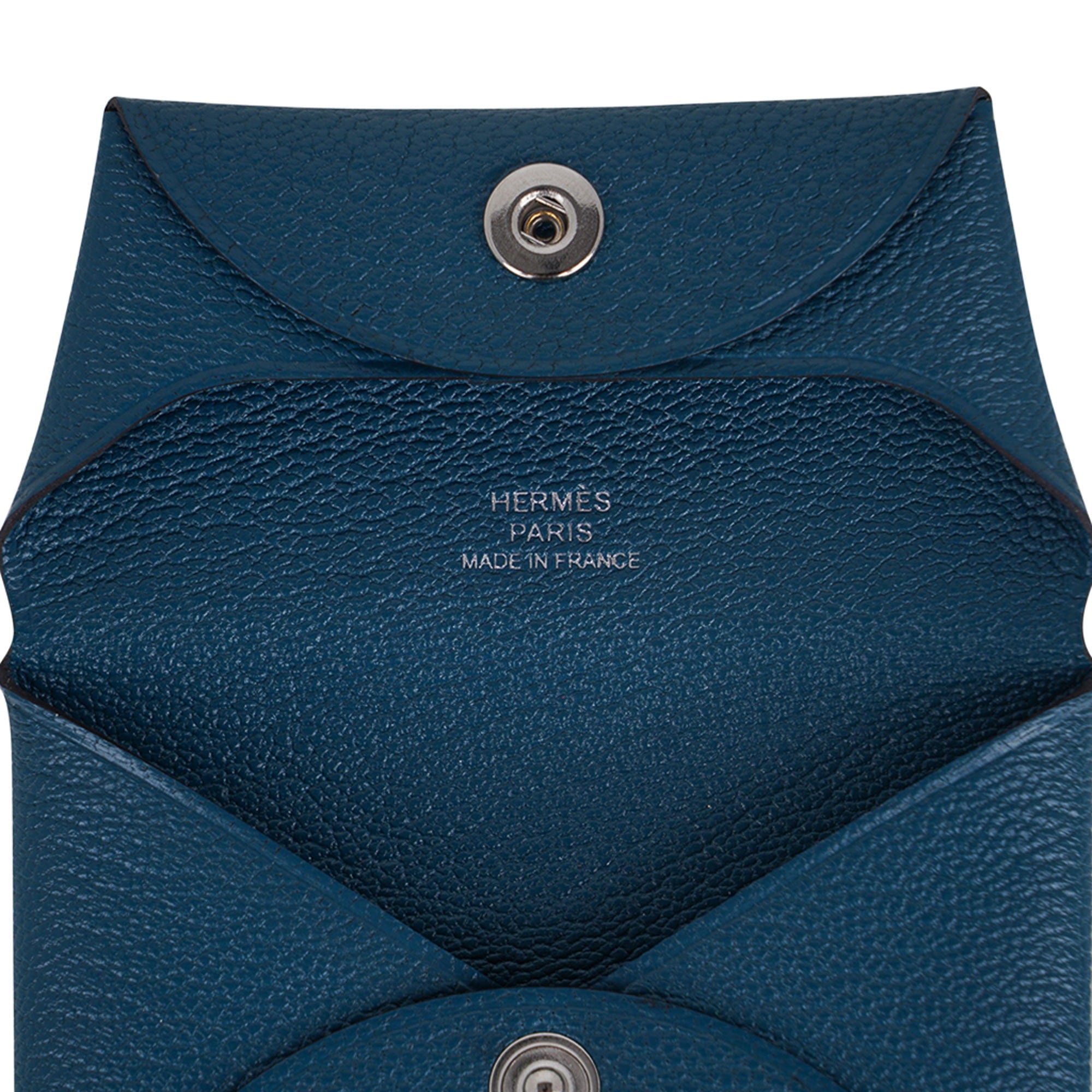 Hermes Bastia change purse Bleu Brume Chevre
