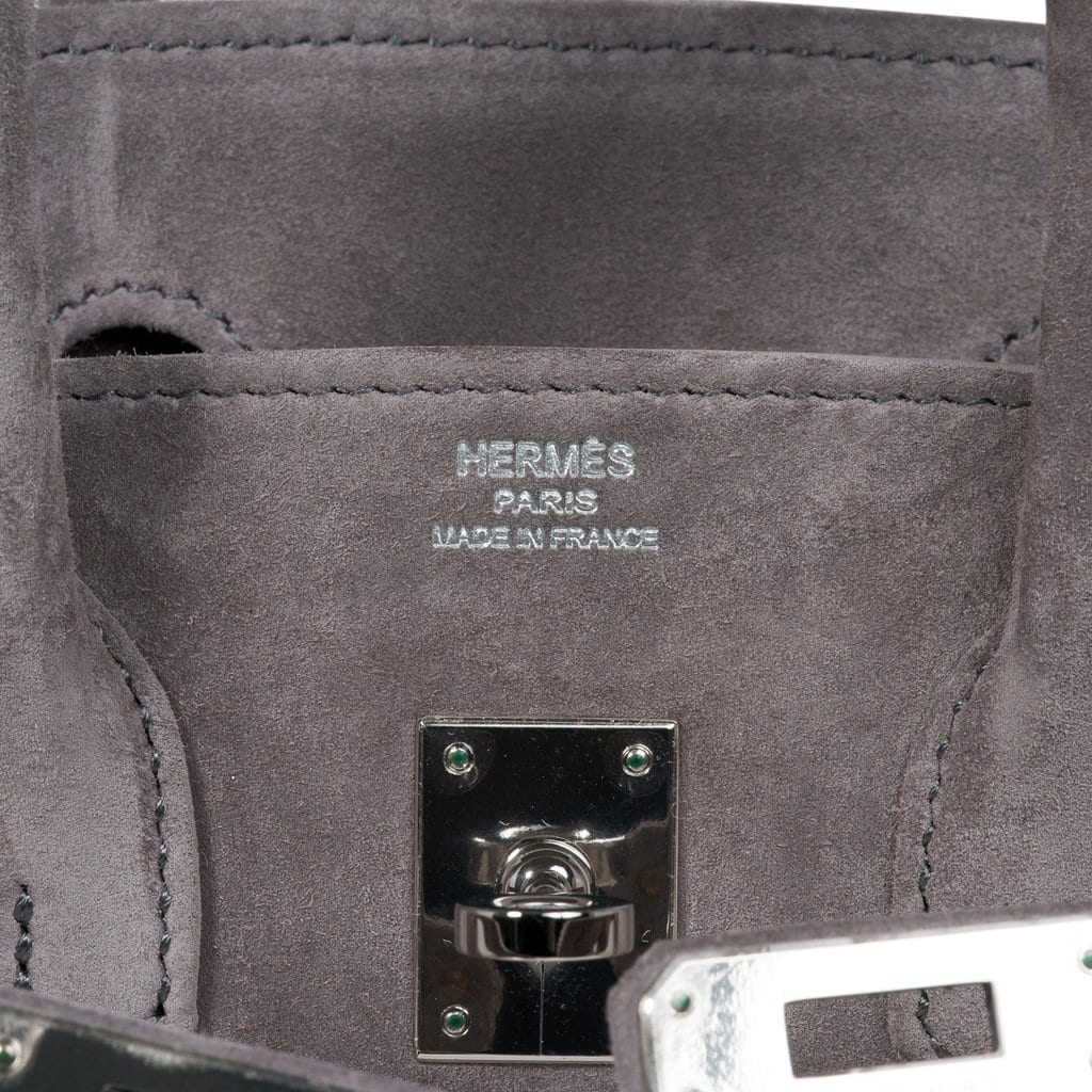 Hermes Birkin Handbag Grey Doblis Suede with Swift with Palladium