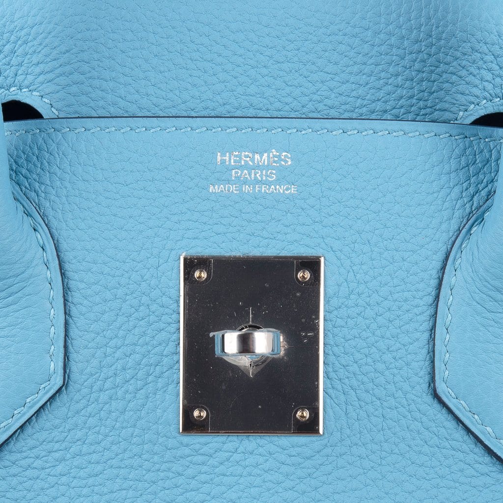 Hermes Sac A Depeche Blue Jeans Togo Leather Palladium