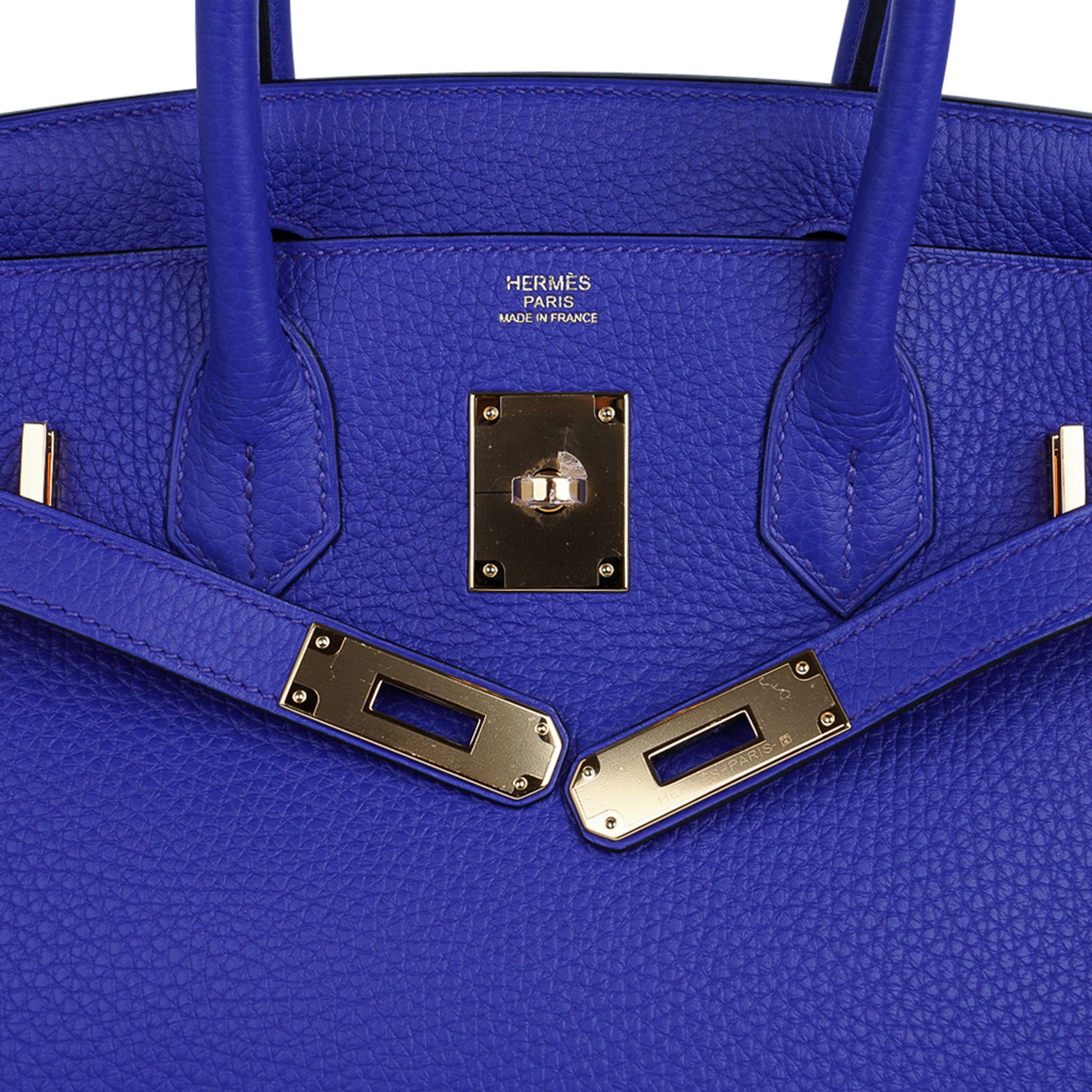 Hermes Birkin bag 30 Blue pale Clemence leather Gold hardware