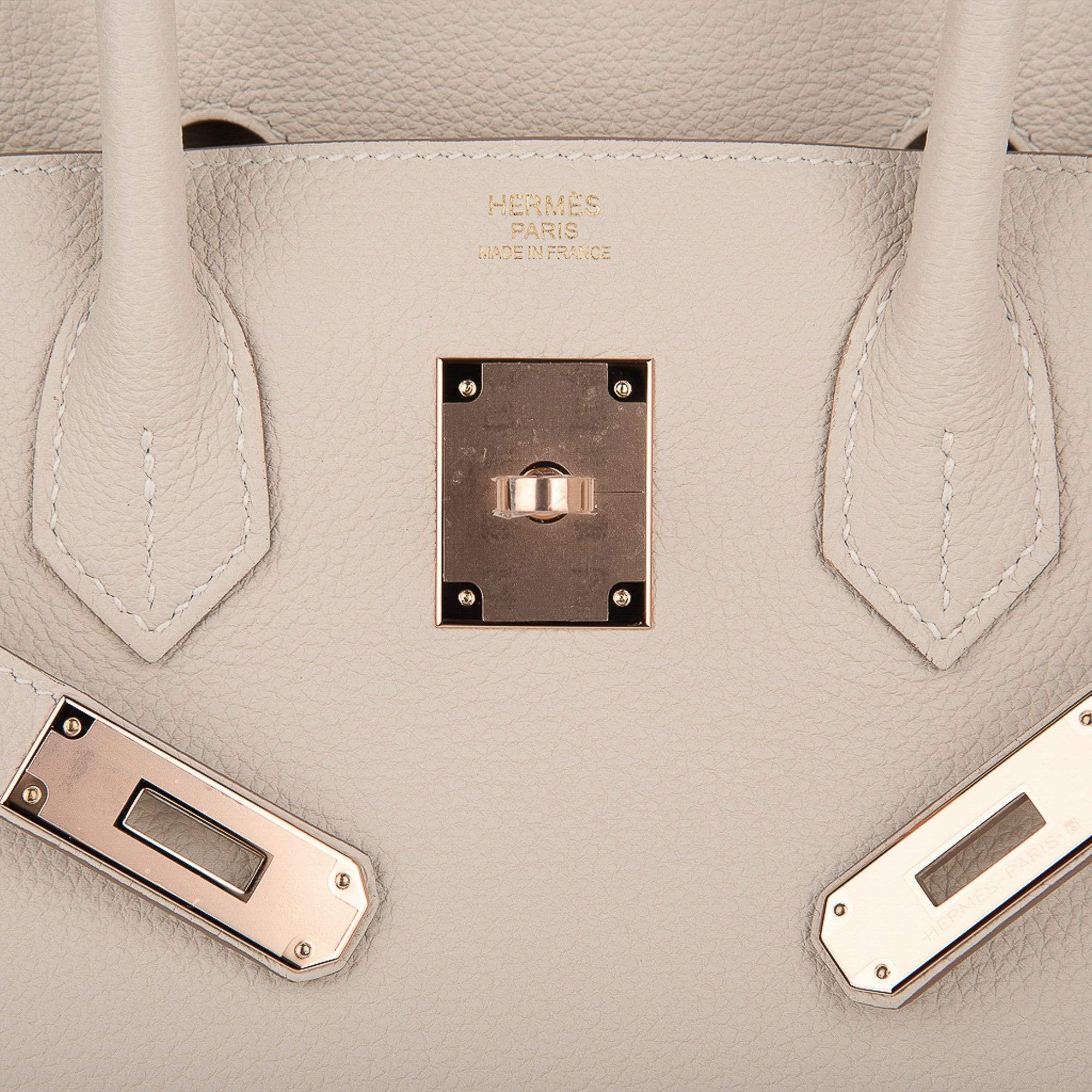 Hermes Birkin 30 Craie Togo Rose Gold Hardware Ivory Madison Avenue Couture