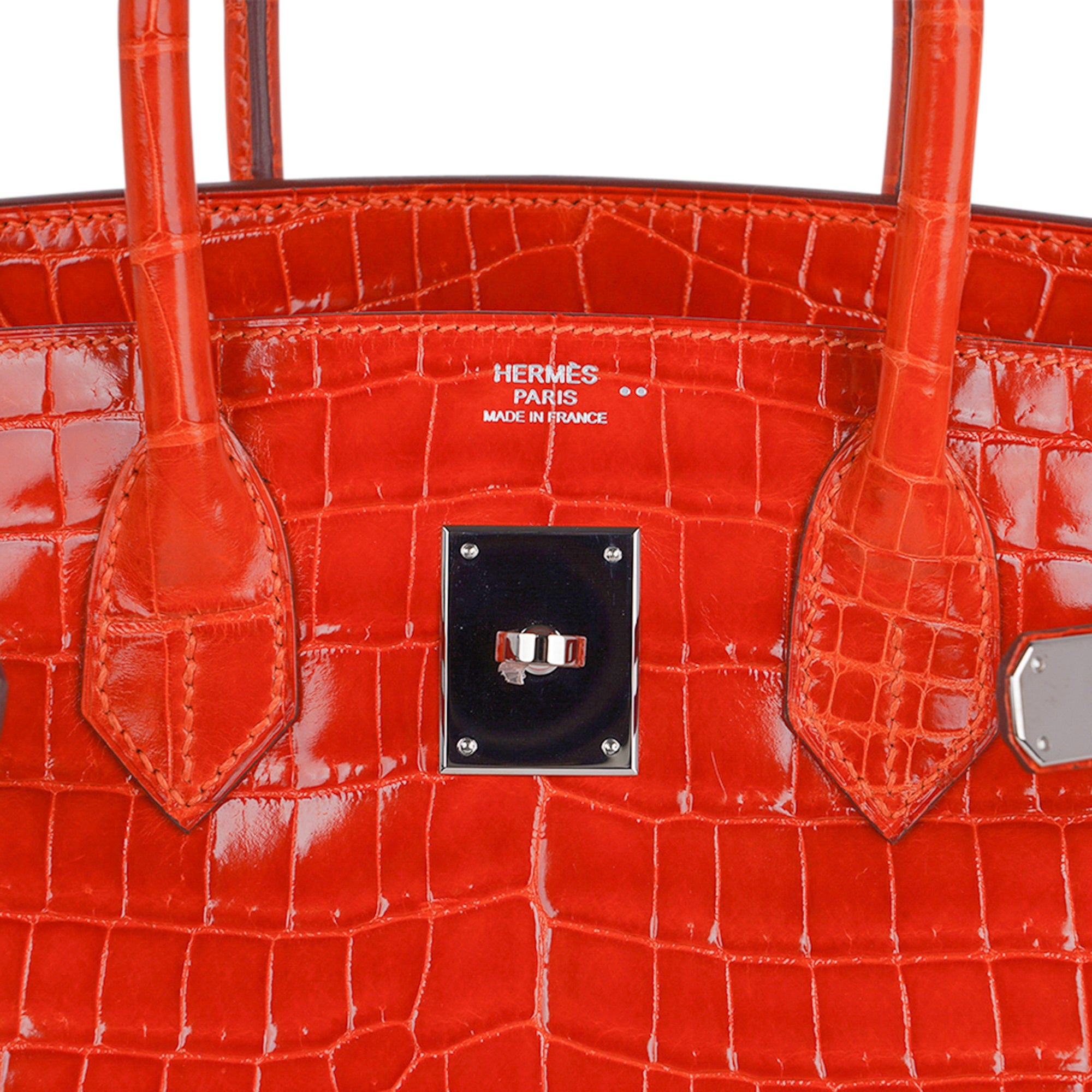 Hermes Birkin Bag 30cm Feu Orange Crocodile Palladium Hardware
