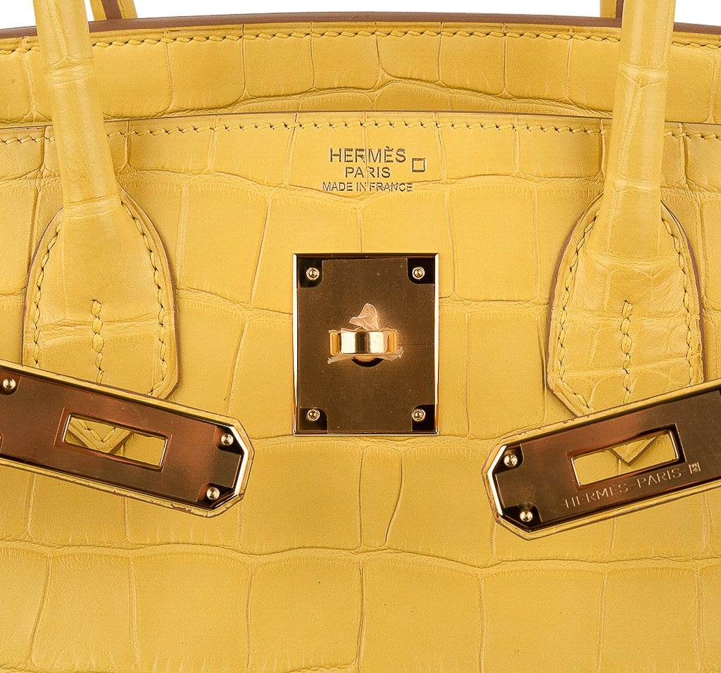 Hermes Birkin 30 Bag Mimosa Matte Alligator Gold Hardware – Mightychic