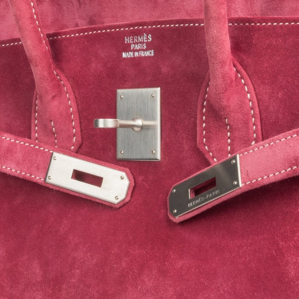 Hermes Birkin 35 Bag Fuchsia Pink Doblis Palladium Rare - mightychic