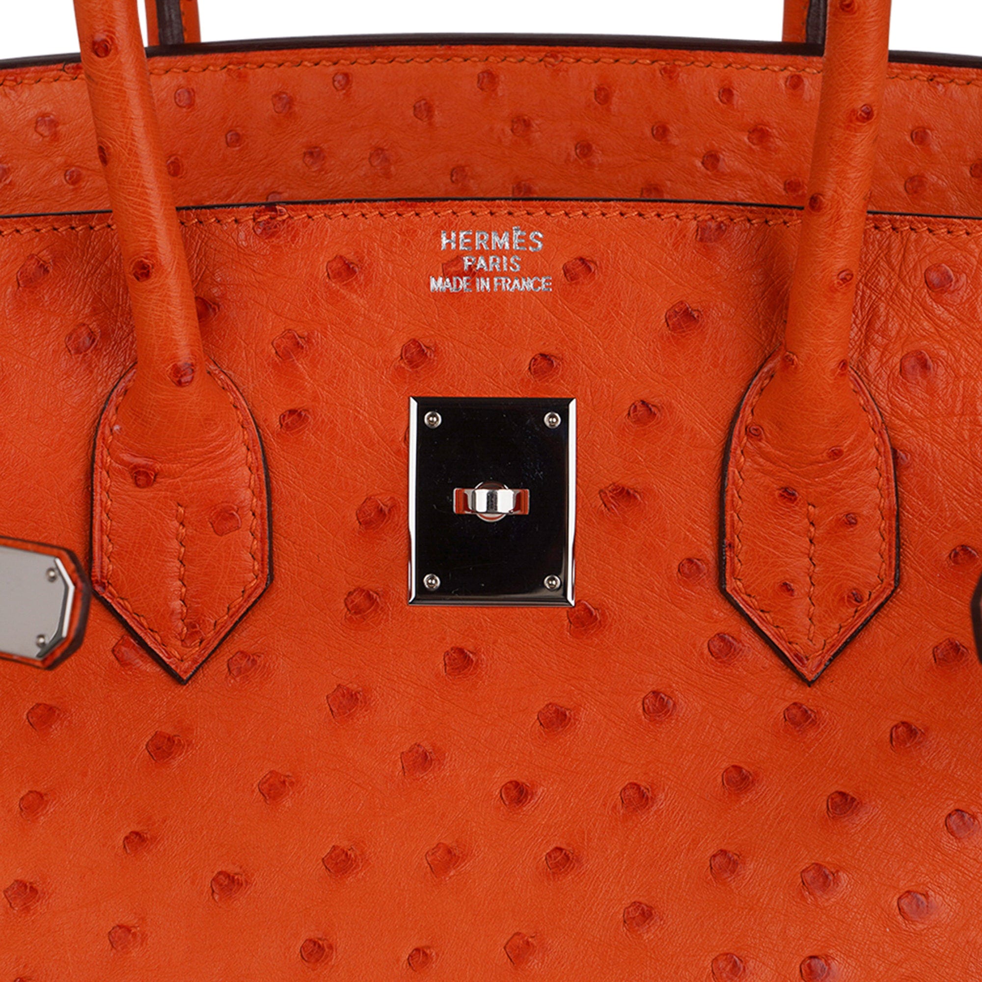 Hermes Birkin 35 Bag Tangerine Ostrich Palladium Hardware Rare