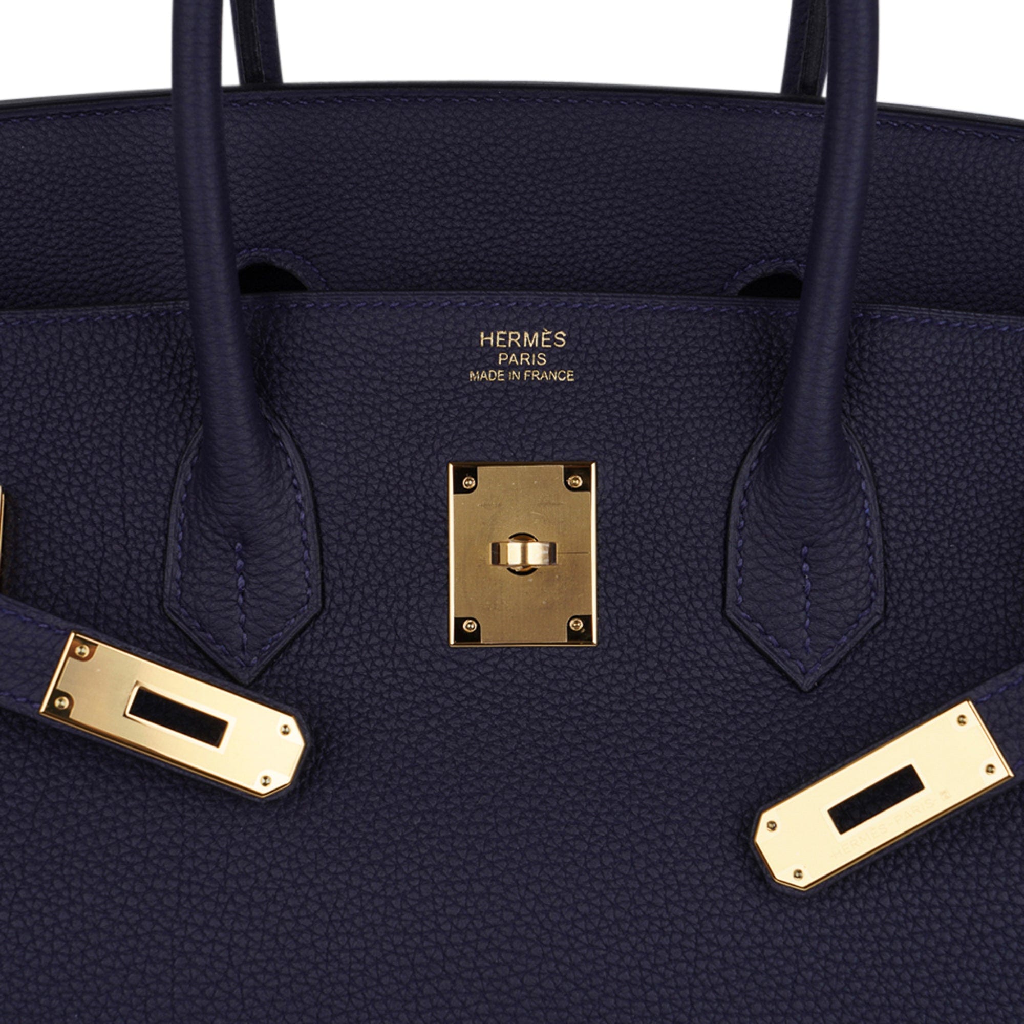 Hermes Birkin Bag Togo Leather Gold Hardware In Navy Blue