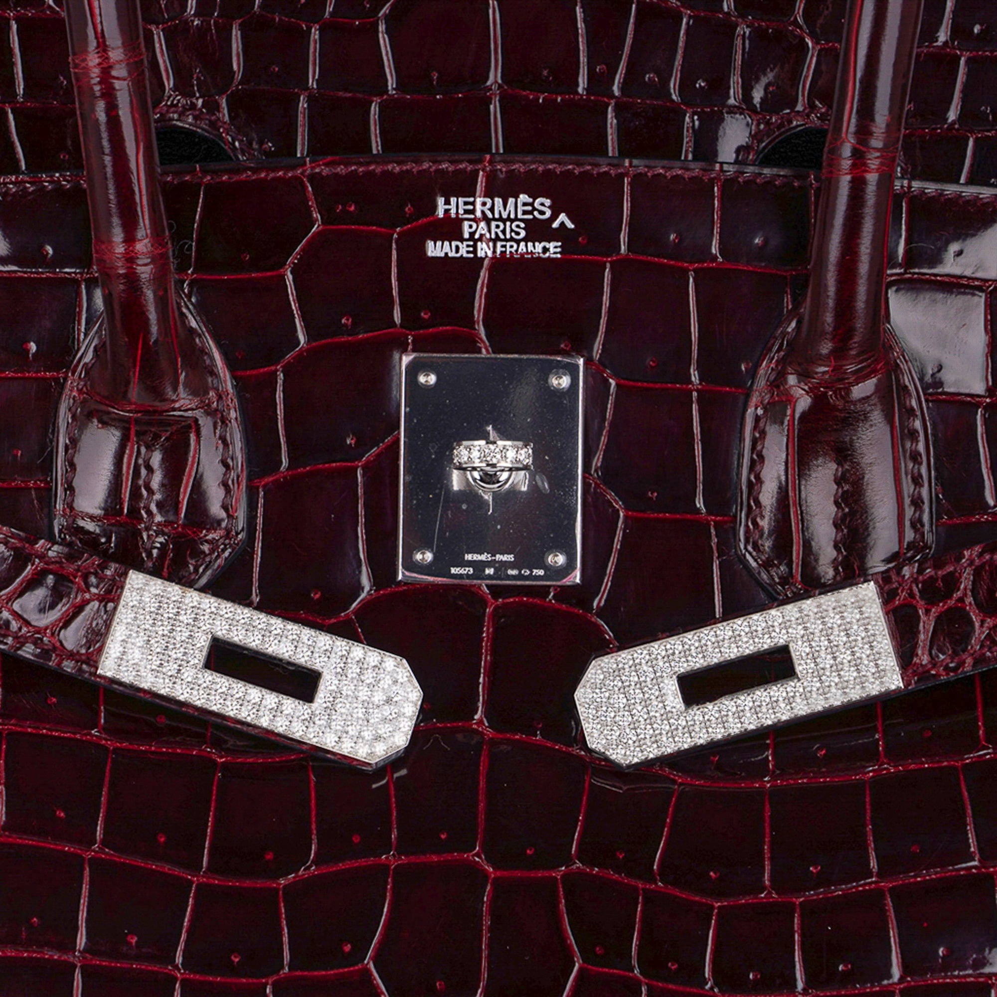 Hermes Birkin 30 Crocodile Bag with diamonds