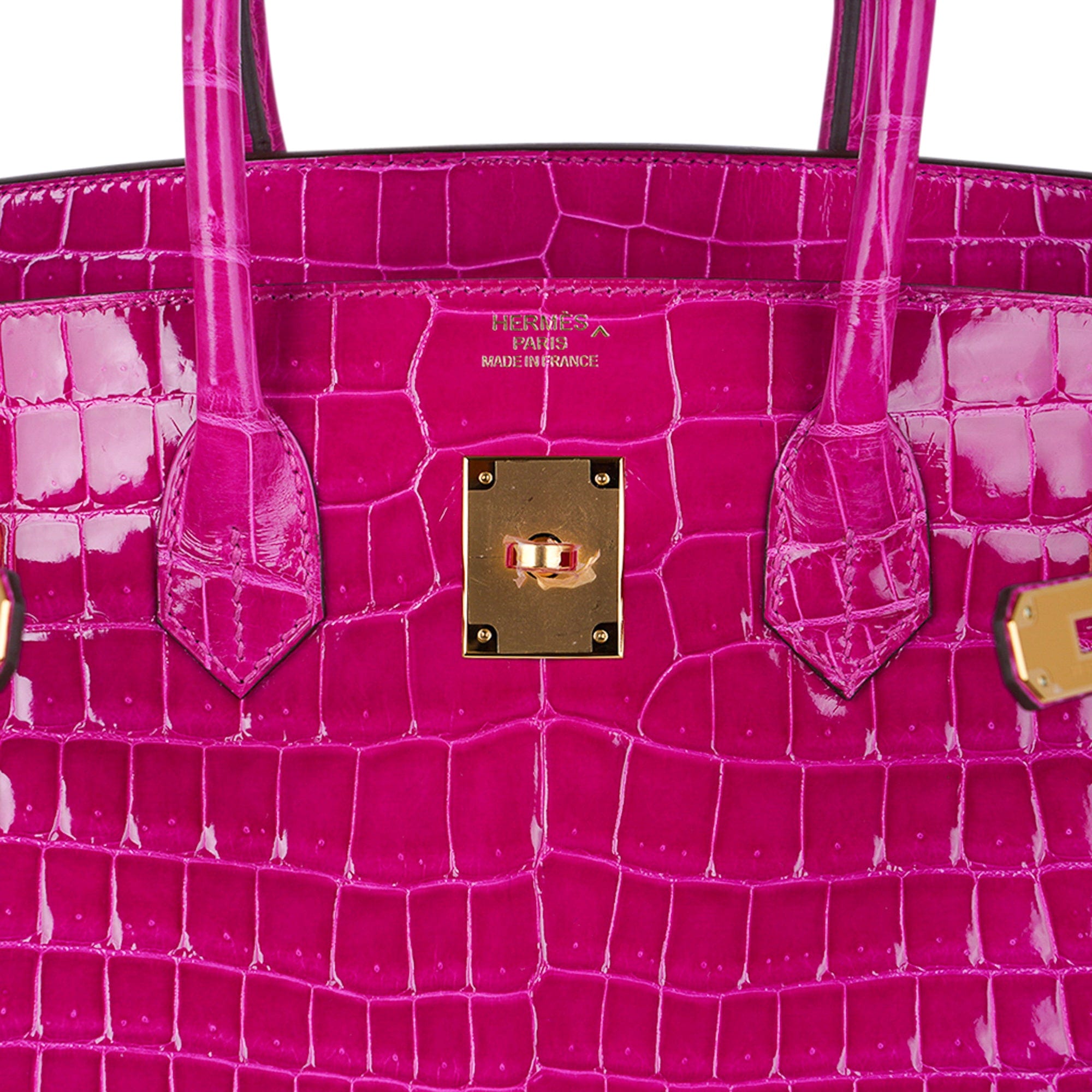 Hermes Birkin 35 Bag Pink Rose Scheherazade Porosus Crocodile Gold Hardware