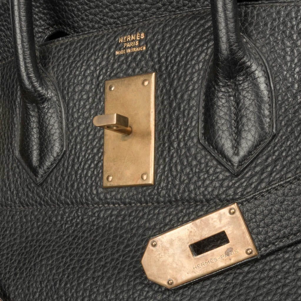 Hermes Hac 50 Bag Black Fjord Leather Brass Hardware Limited