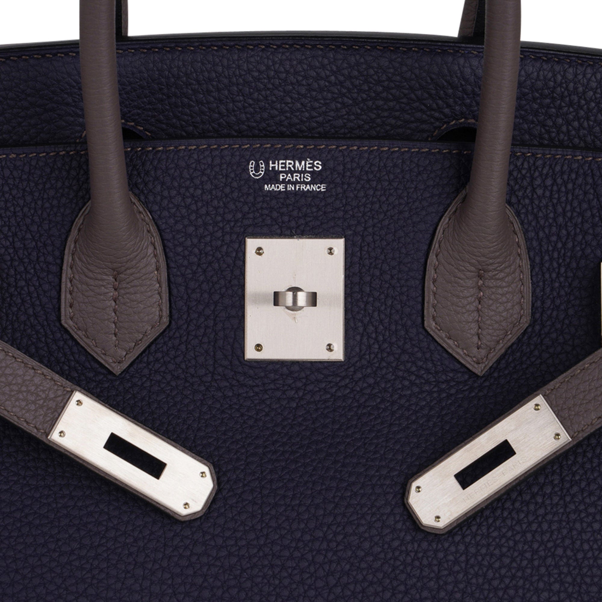 Hermes Special Order HSS Birkin 30 Bag Blue Nuit & Etain Togo Leather ...