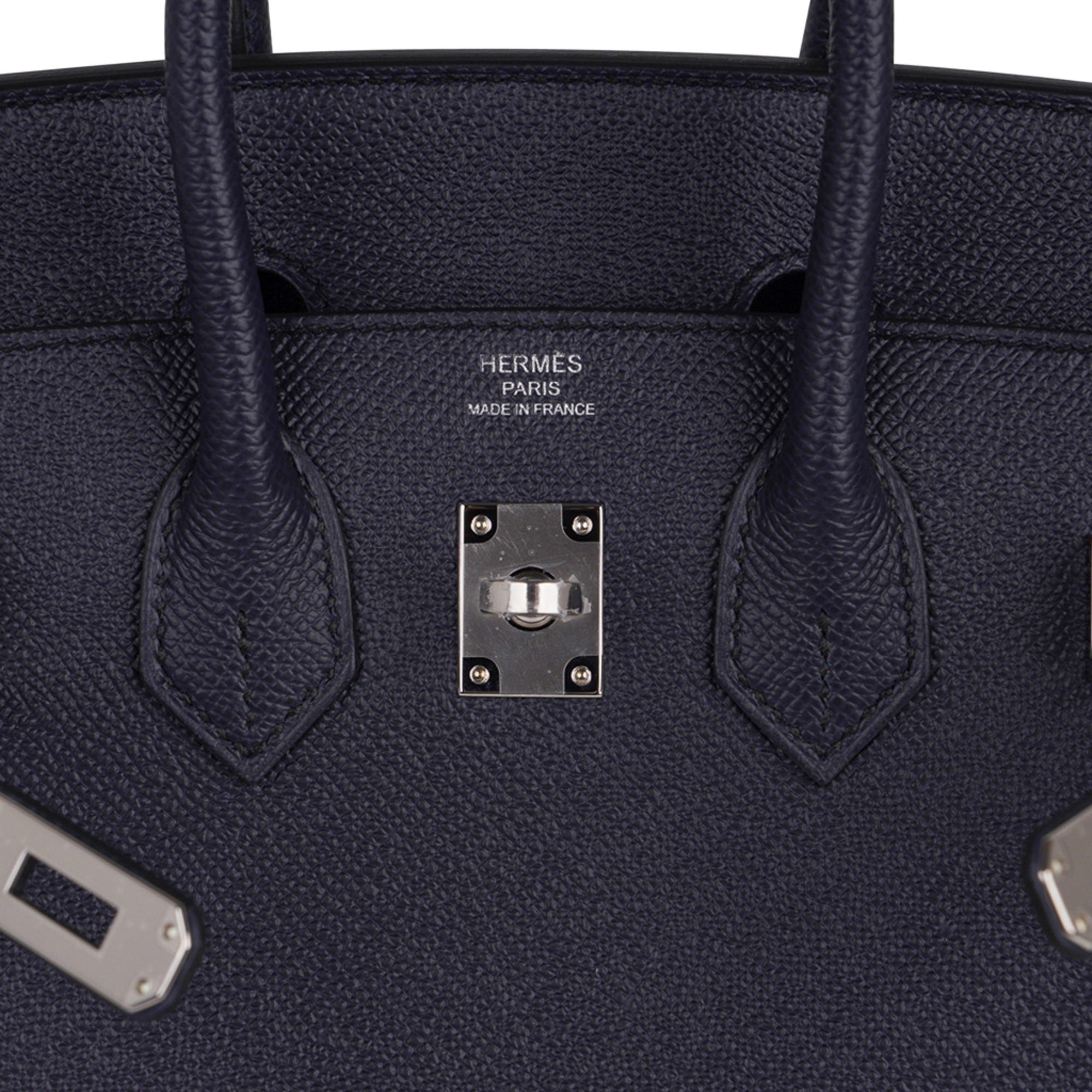 Hermes Birkin 25 Sellier Bag Bleu Indigo Palladium Hardware Epsom