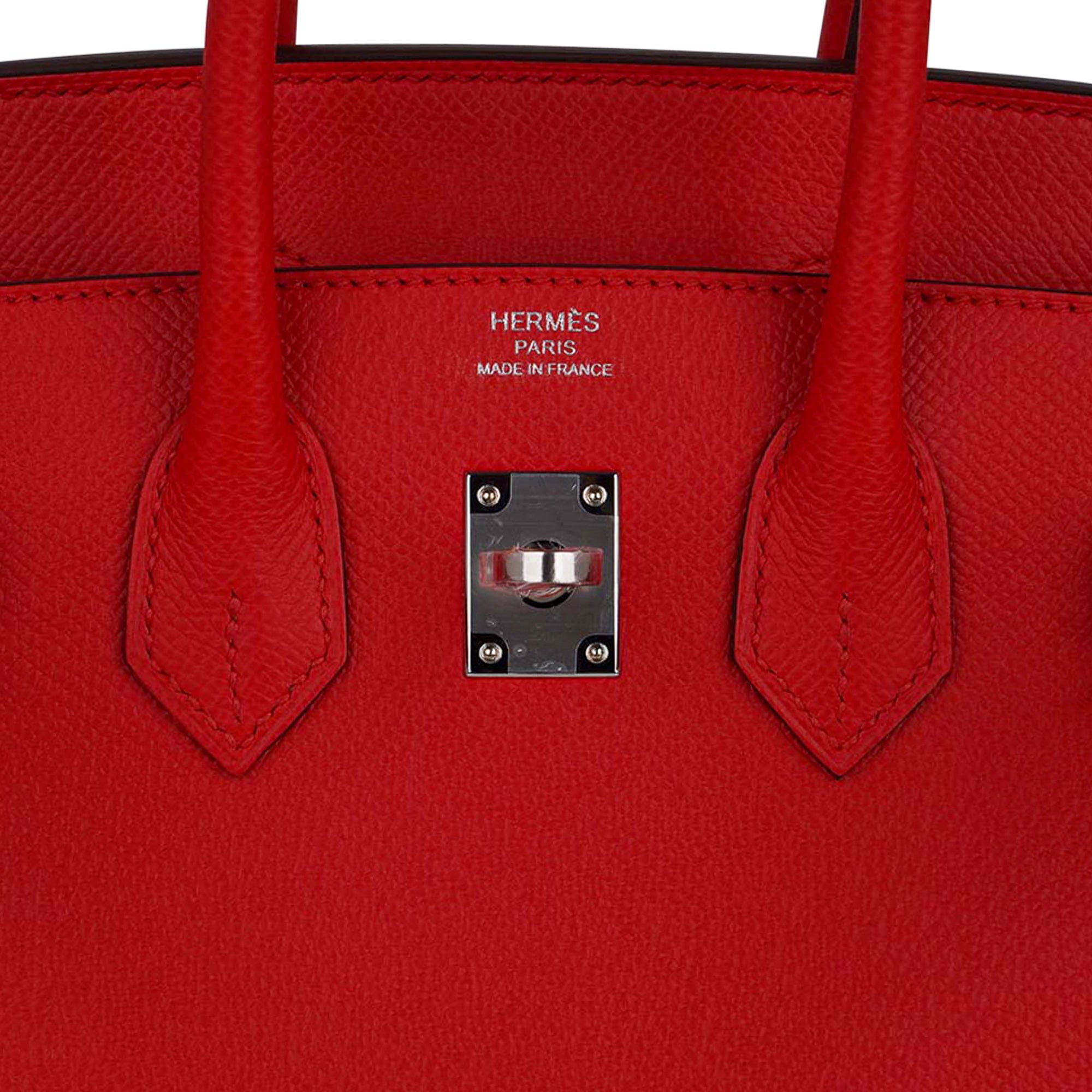 Hermes Birkin 25 Sellier Rouge De Couer Bag Palladium Hardware