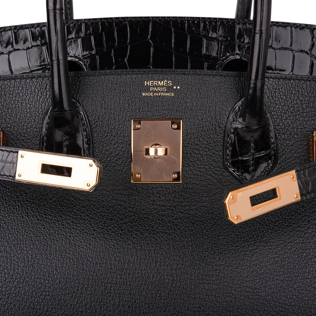 Hermes Birkin Bag Crocodile Leather Gold Hardware In Rose