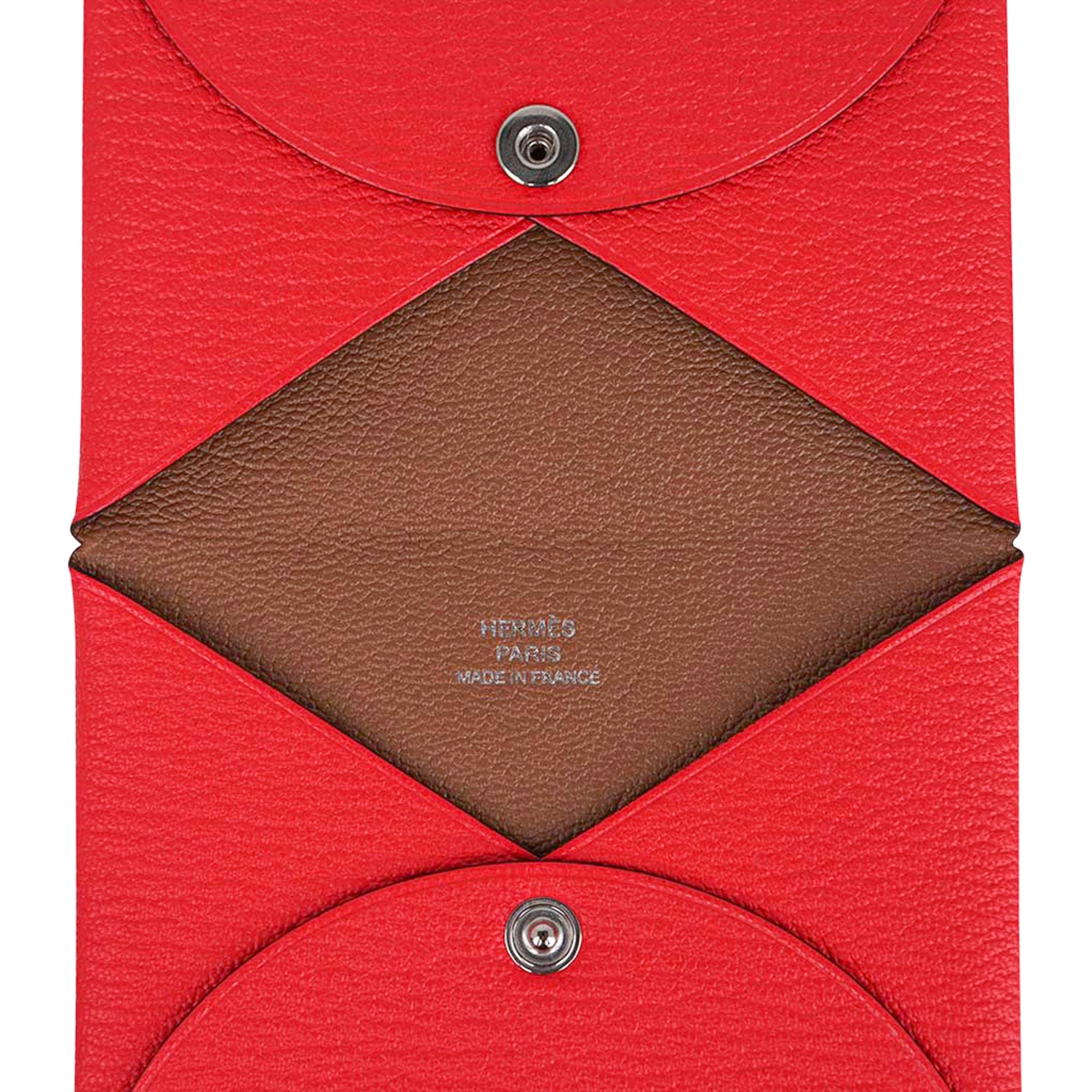 Hermes Calvi Duo Compact Card Holder Limoncello Chevre Mysore