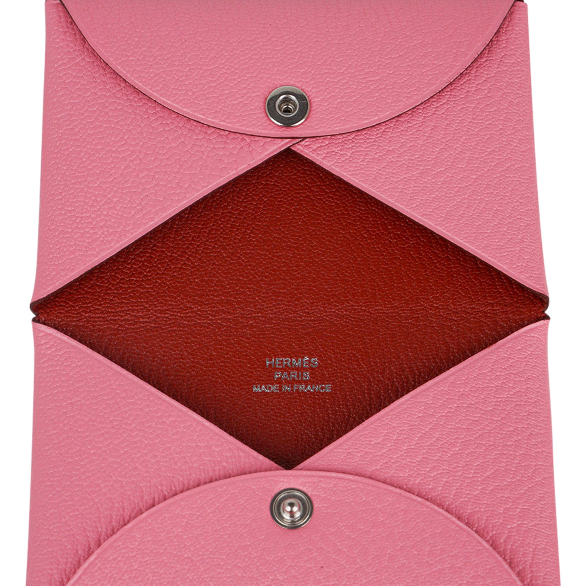 Hermes Calvi Verso Card Holder Colors Rouge Piment / Rouge De Coeur