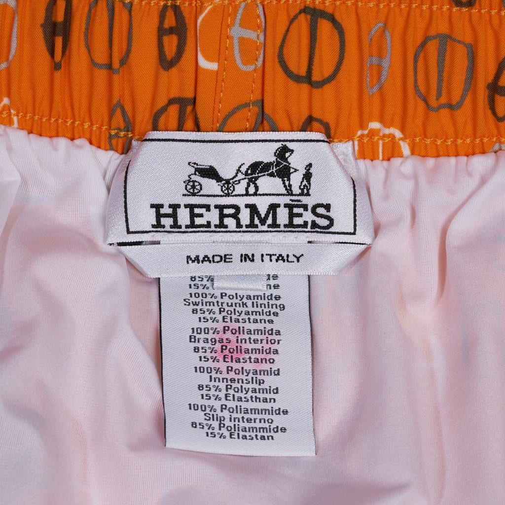 Hermes Men's Chaine D'Ancre Swim Trunks Orange L – Mightychic