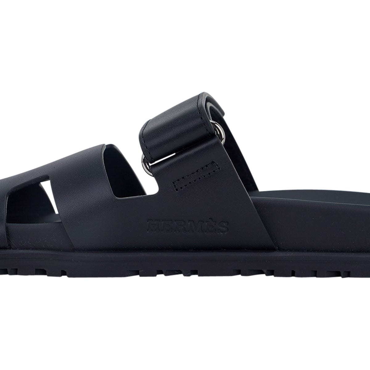 Hermes Chypre Sandal Black Calfskin Women's Shoes 39.5 / 9.5