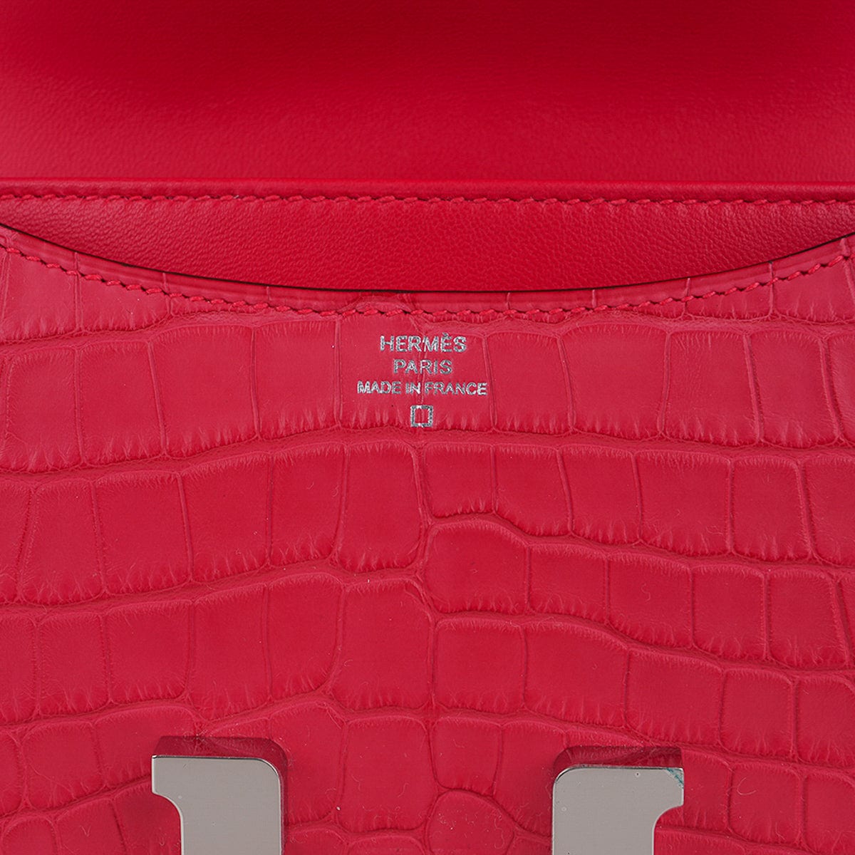 Hermes Constance Wallet Alligator Leather Palladium Hardware In Red