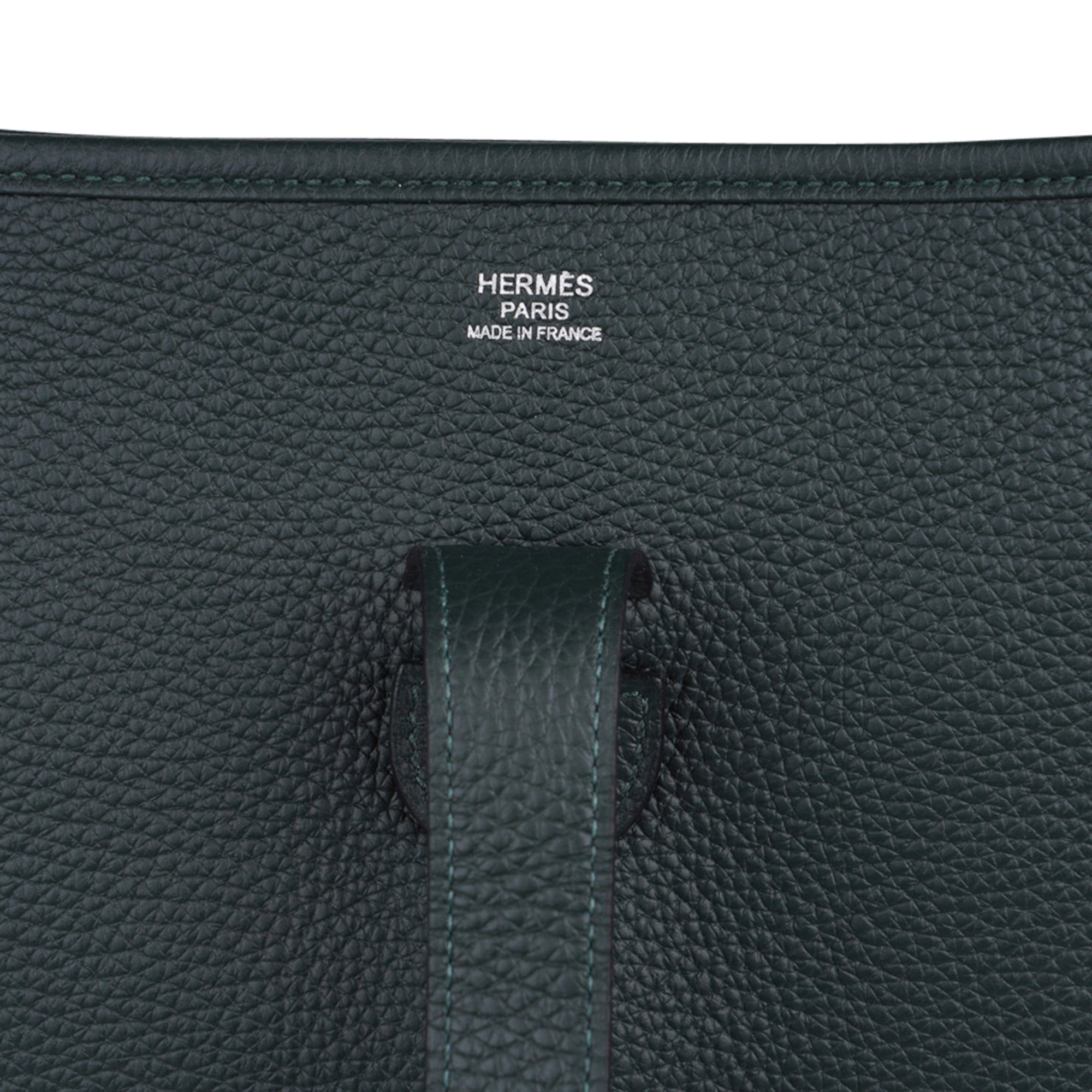 Hermes Bag Evelyne GM Vert Fonce Clemence Palladium Hardware New w/ Box