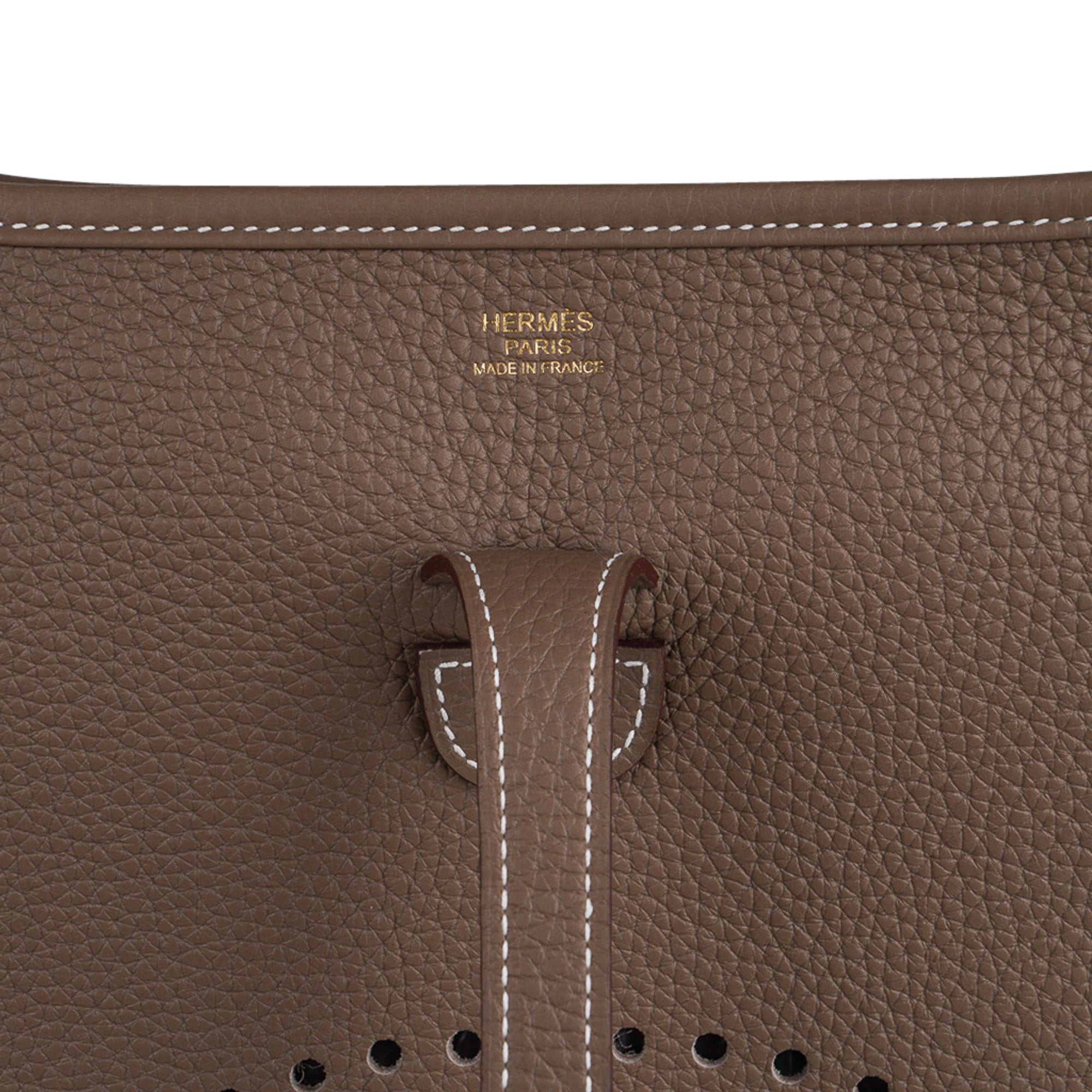 Hermès - Hermès Evelyne 16 TPM Taurillon Clemence Leather Crossbody Bag-Etoupe Gold Hardward