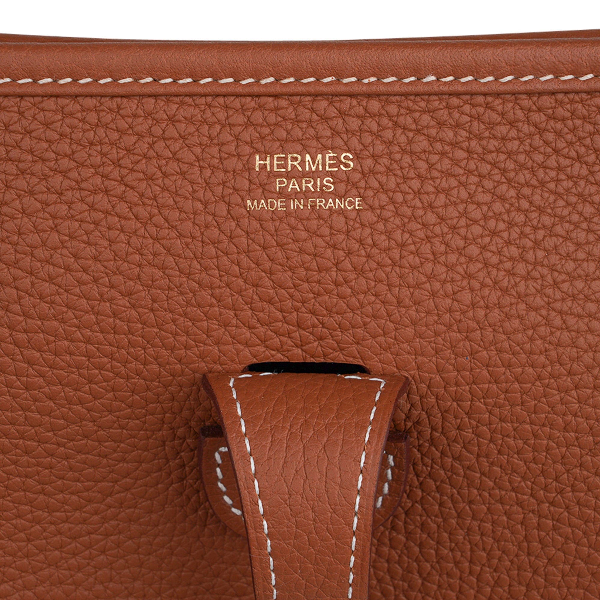 Hermes Mini Evelyne TPM Bag Gold Clemence Leather with Gold Hardware –  Mightychic