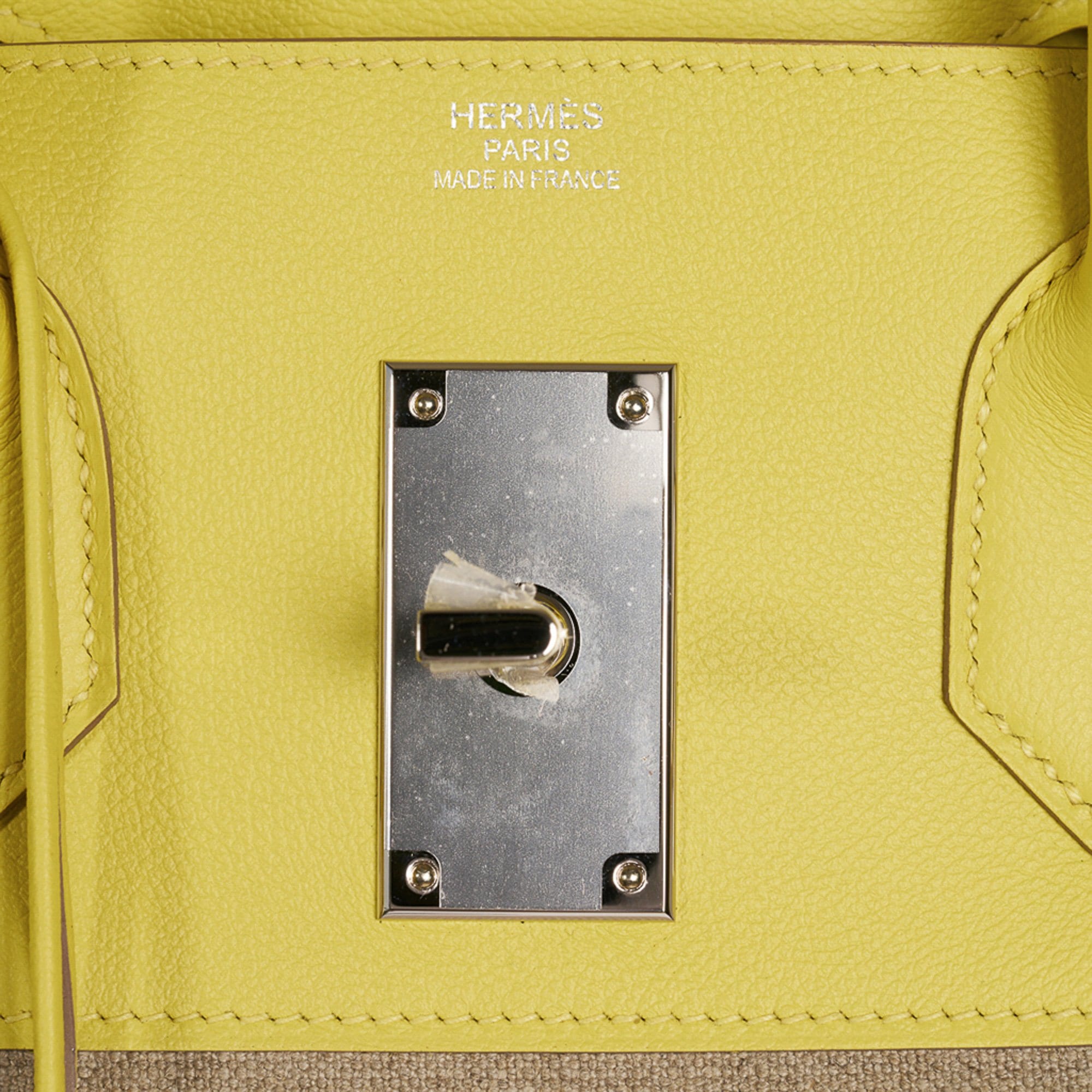 Hermès Hac Birkin 40 In Ficelle Toile De Camp And Lime Evercolor