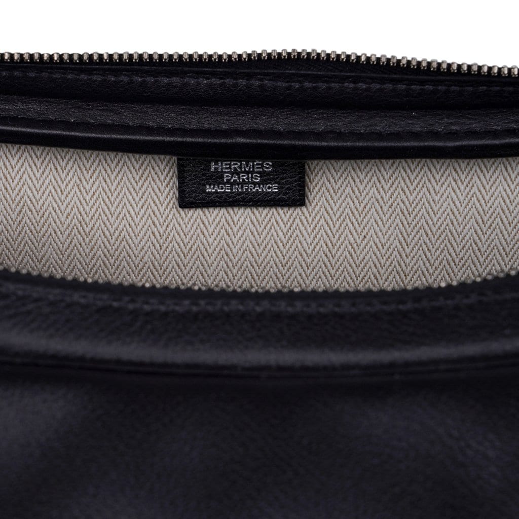 Hermes Hebdo Reporter Messenger Bag Black Evergrain Palladium New