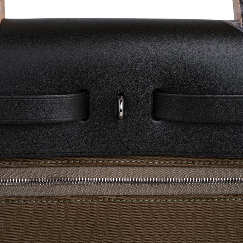 Hermes 32cm Toile/Leather Herbag PM 2-in-1 Bag/Backpack - Yoogi's