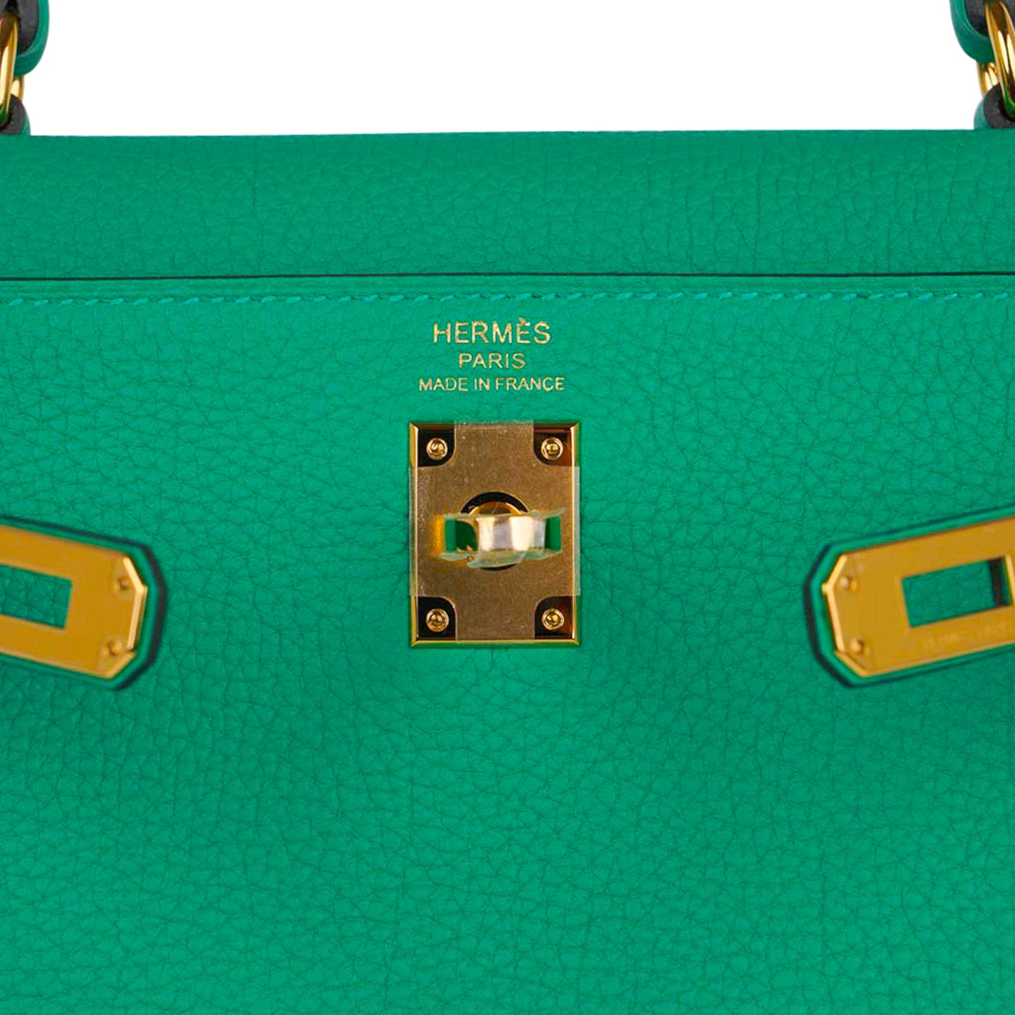 Hermes Karo pouch in GM size-color Menthe. Such a great cosmetics holder  for your handbag.