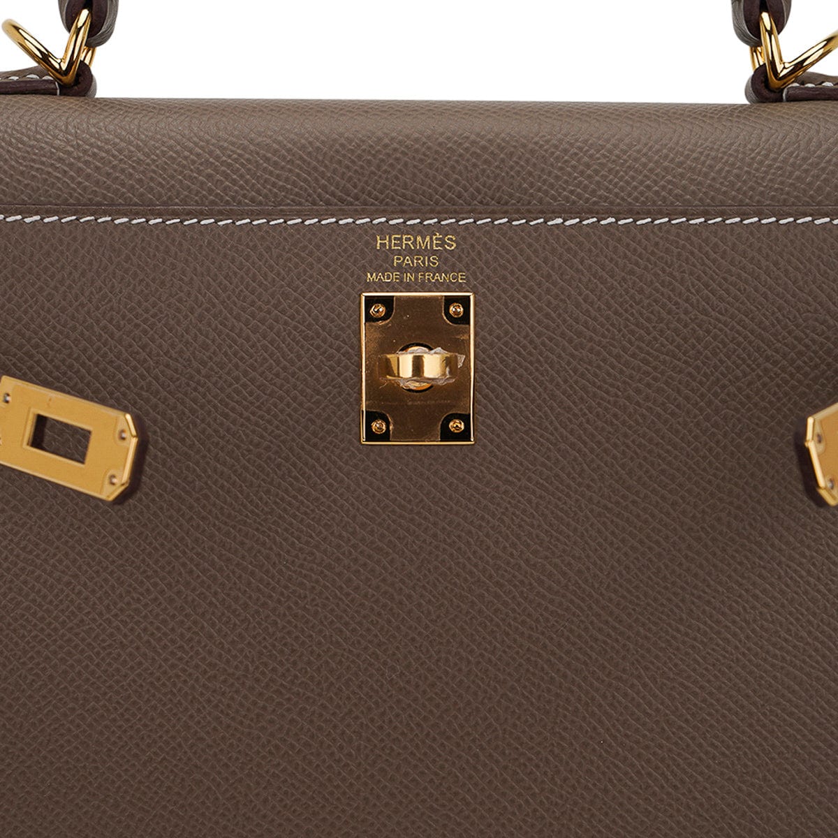 Hermes Kelly 25 Sellier Bag Etoupe Epsom Leather with Gold Hardware