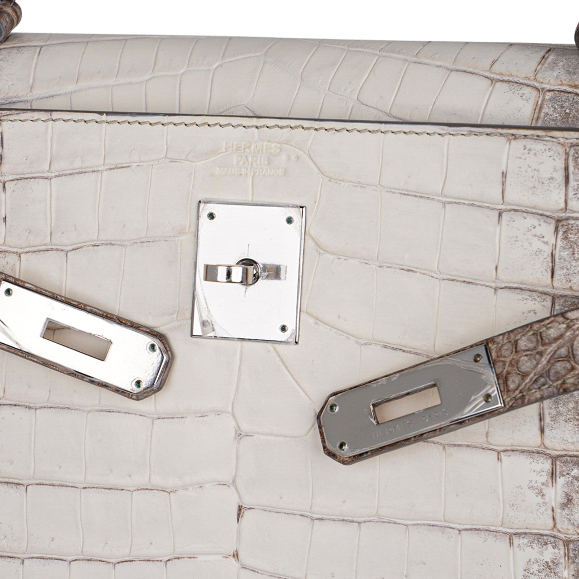 Hermes Limited Edition Kelly 32 Bag in Himalaya Crocodile with Palladium Hardware