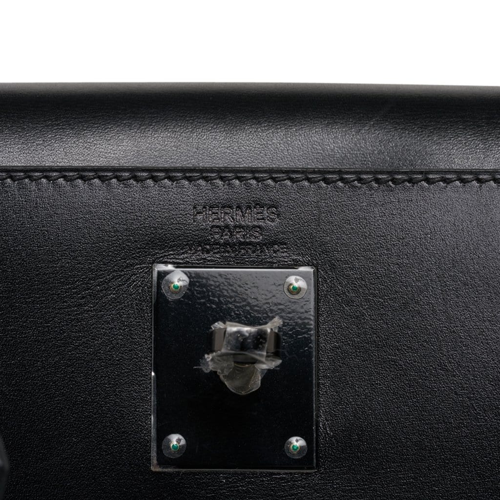 Hermes Limited Edition So Black Calf Box Leather Kelly Pochette