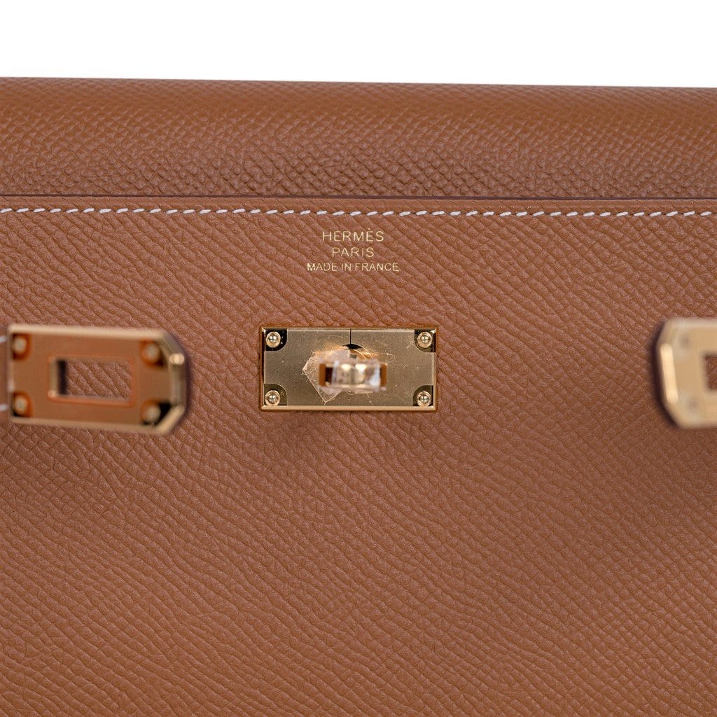 HERMES Gold Epsom GHW Classique Kelly to Go Wallet - Timeless Luxuries