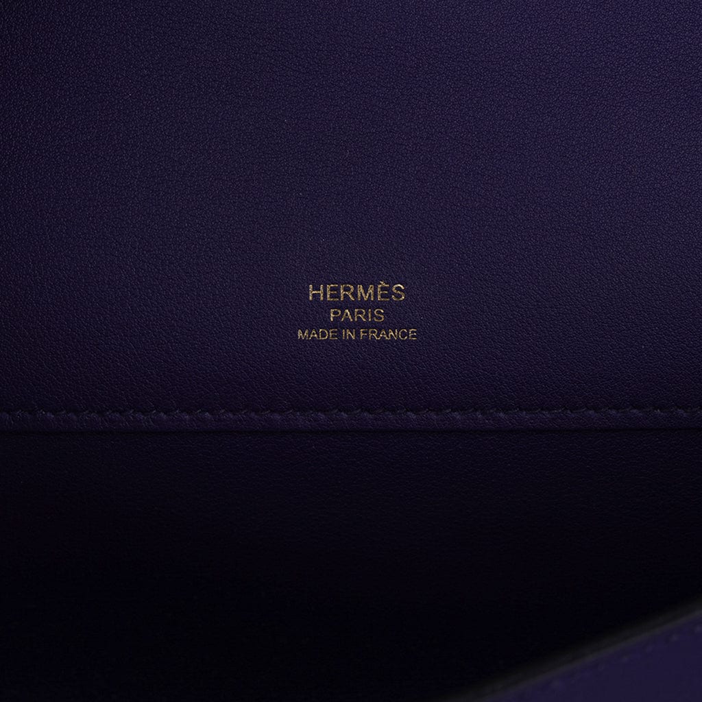 Hermes Kelly Cut Bag Blue Encre Clutch Swift Gold Hardware New