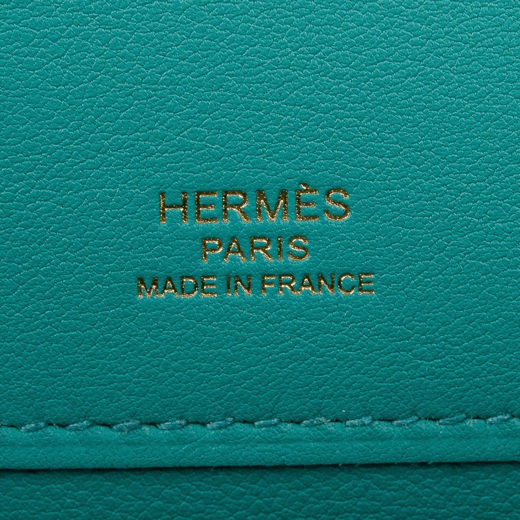 Hermes Kelly Cut Clutch Vert Verone Bag Swift Palladium Hardware