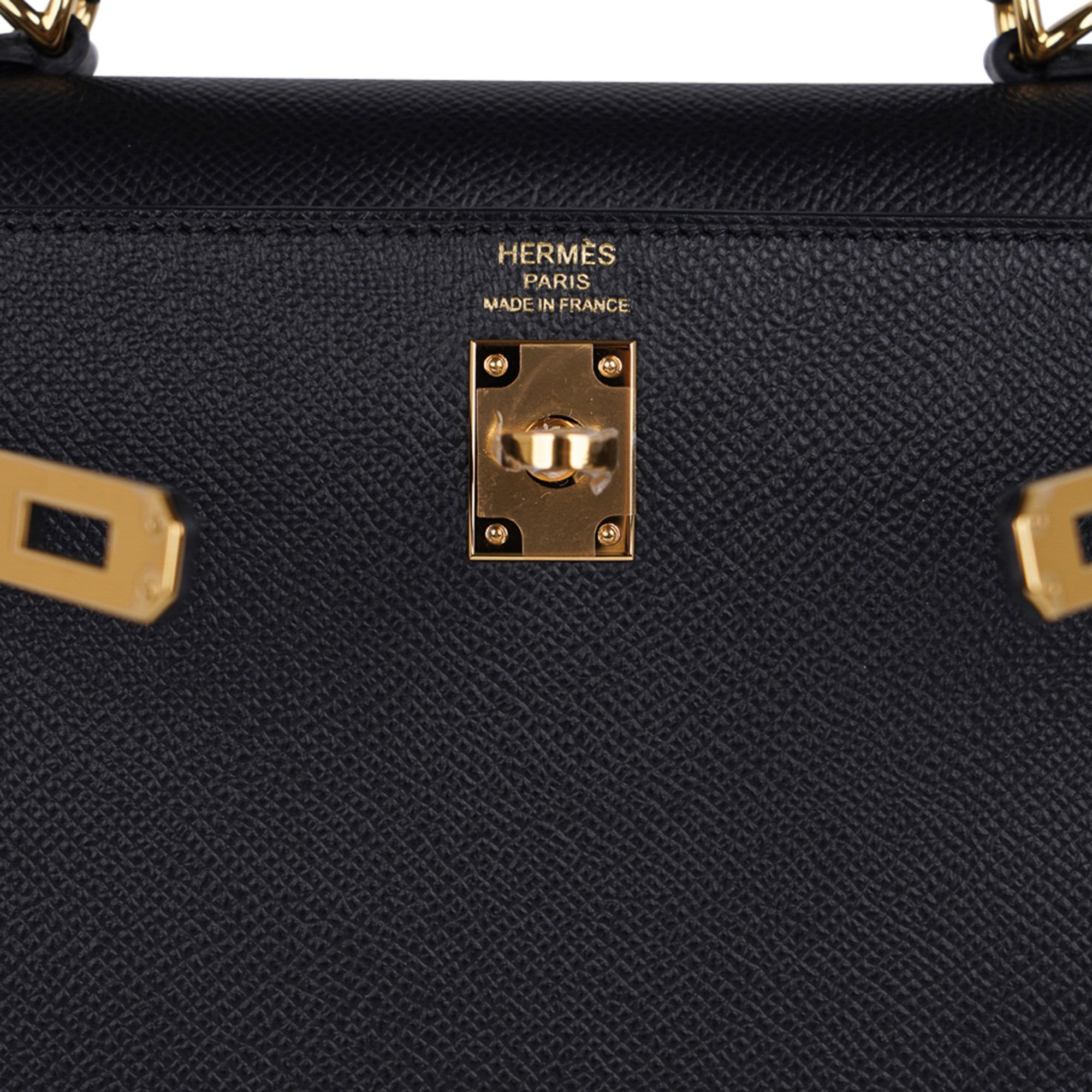 Hermes Kelly Sellier 25 Bag Black Epsom Gold Hardware New