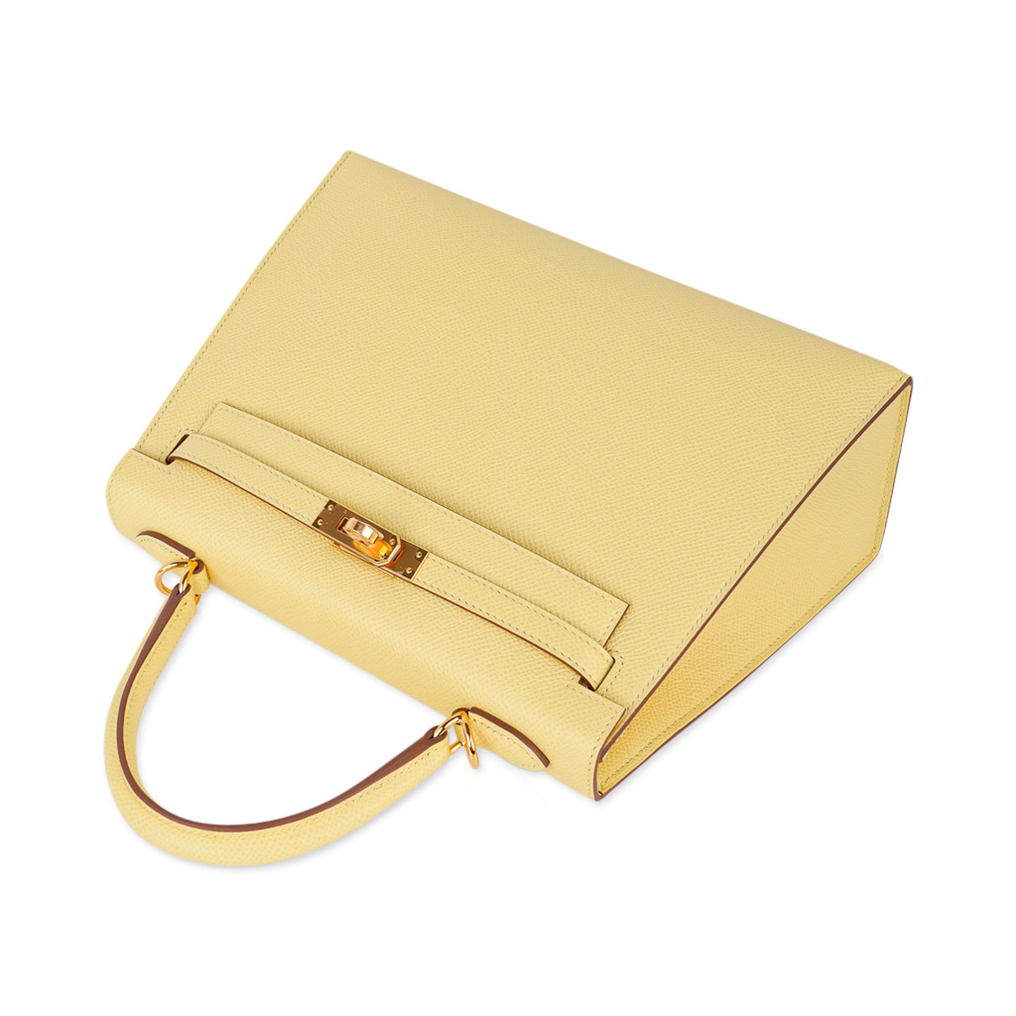 Hermes Kelly Bag 25cm Jaune Poussin Sellier Epsom Gold Hardware