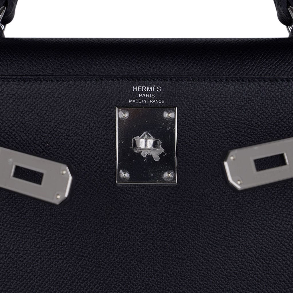 Hermes Kelly Sellier Rigide 28CM Bag Epsom Leather Palladium Hardware, CK89  Noir