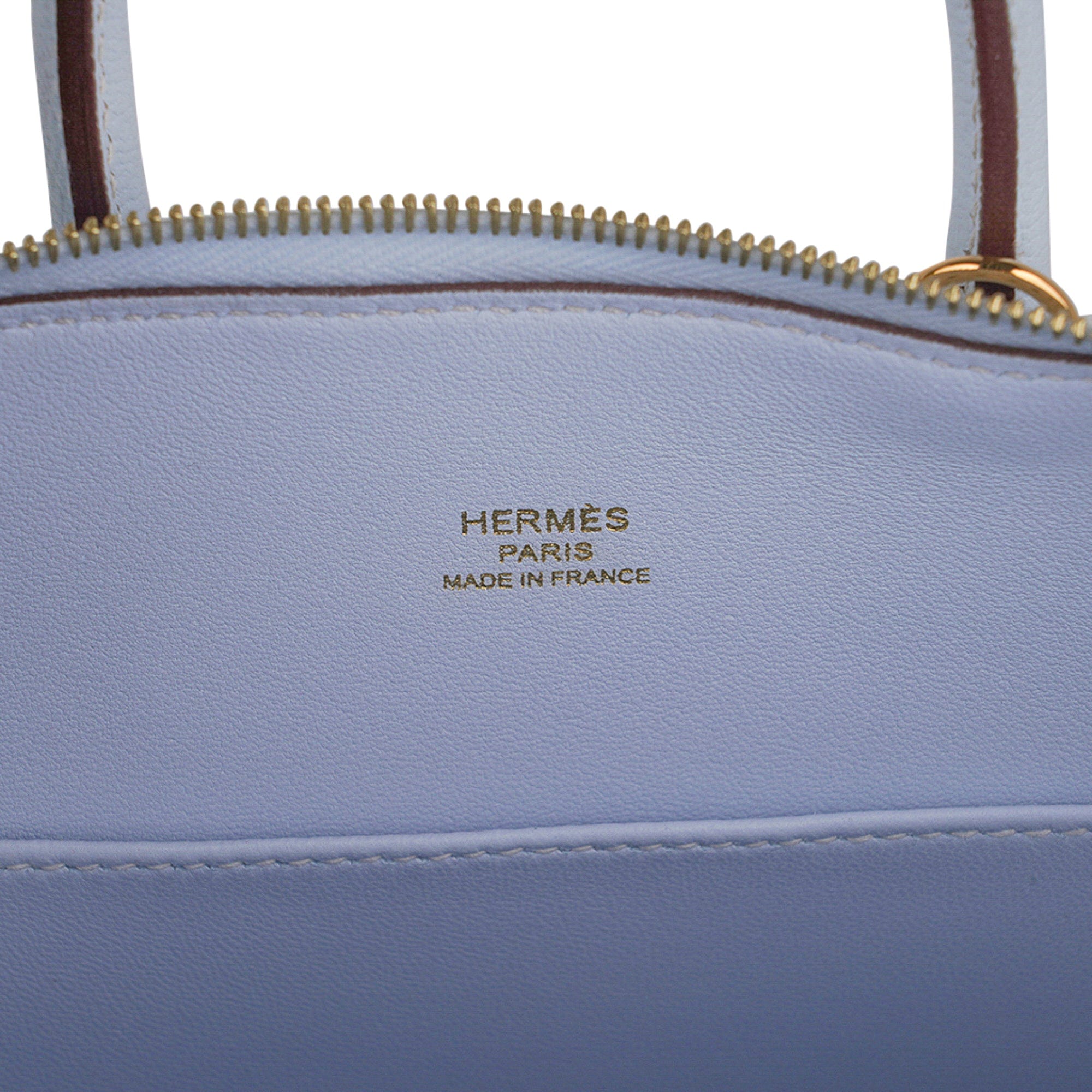 Hermes Mini Bolide 1923 Bleu Brume 25 Bag Evercolor Leather Gold