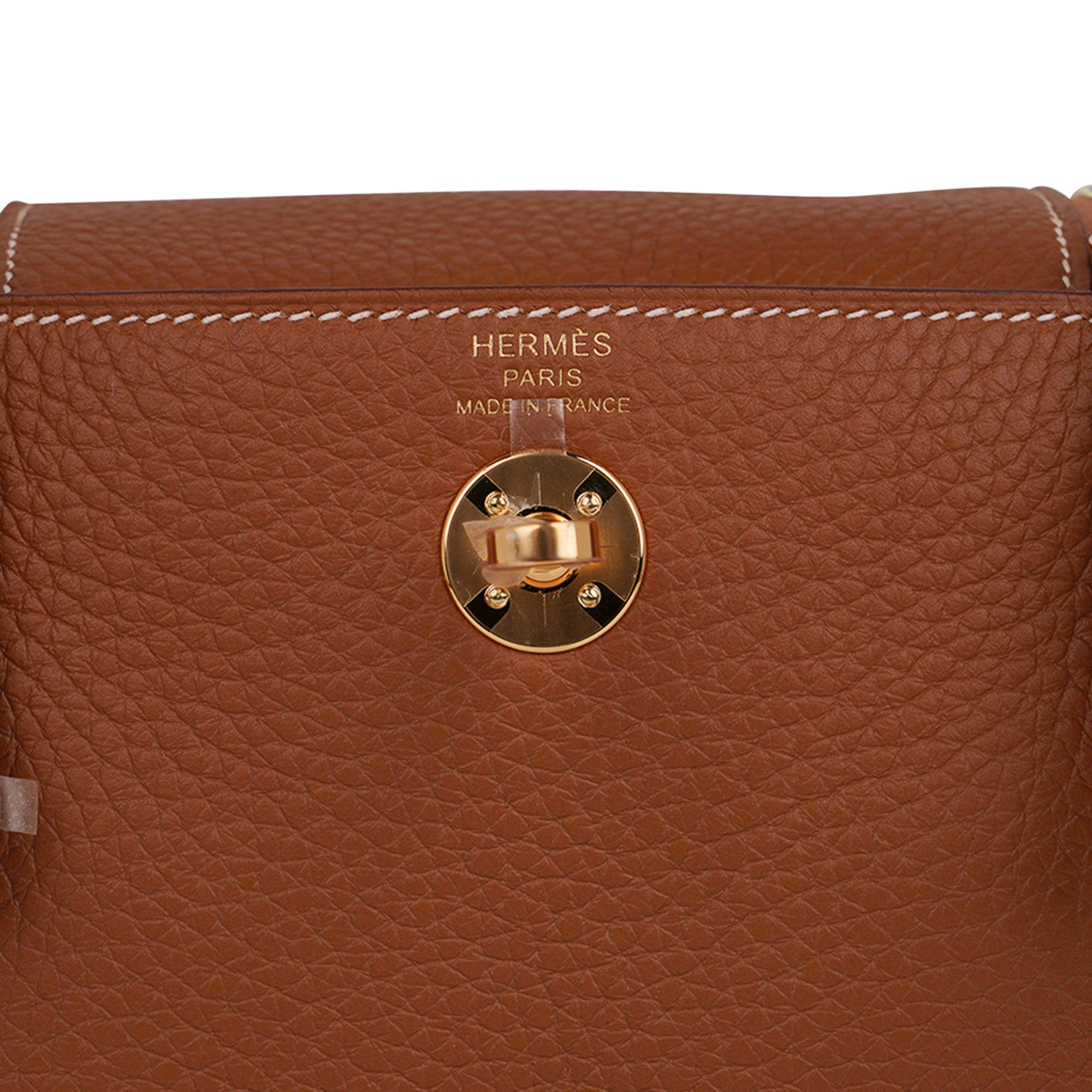HERMÈS, DEEP BLUE MINI LINDY OF CLEMENCE LEATHER WITH GOLD HARDWARE, Handbags & Accessories, 2020