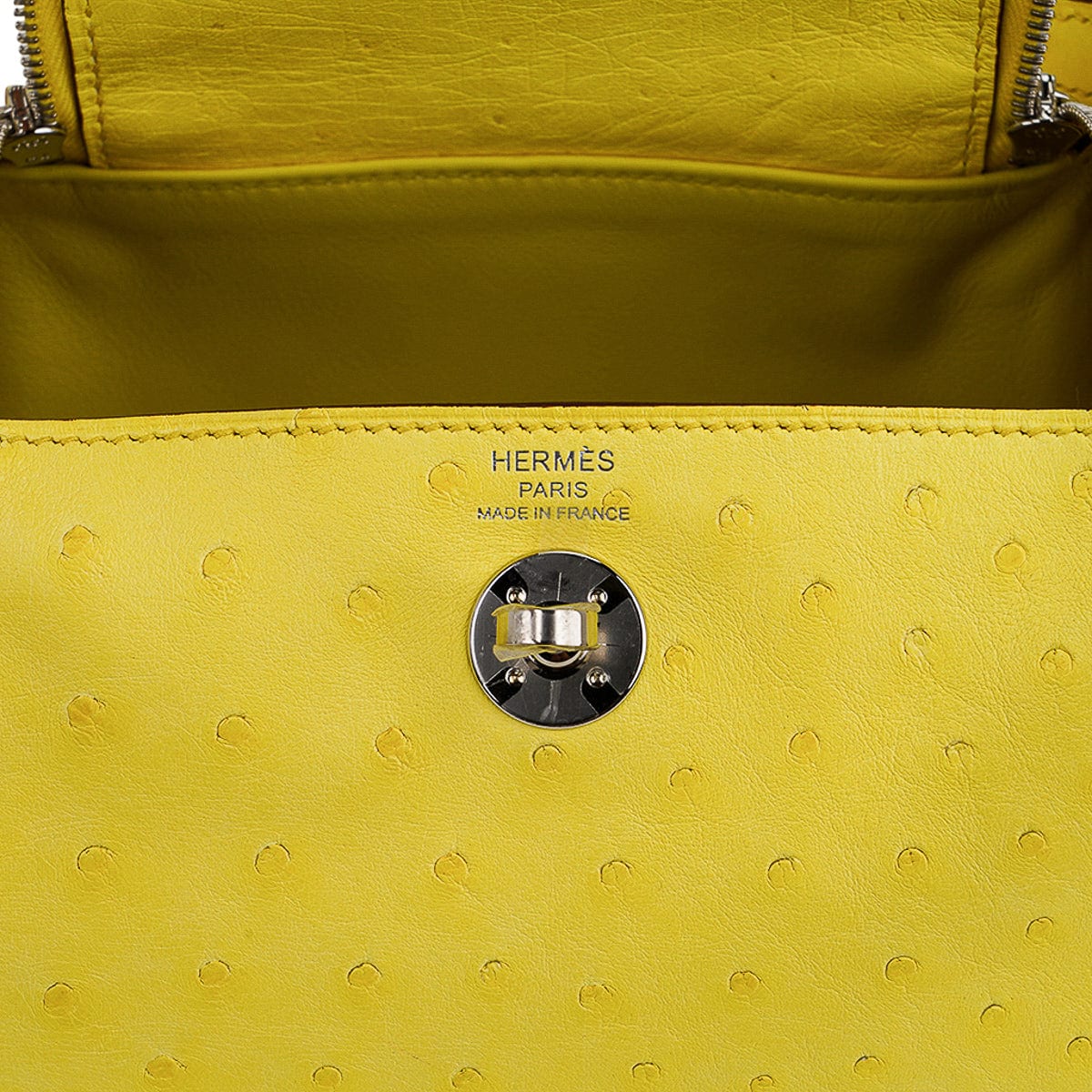 Hermes Mini Lindy 20 Bag Jaune Citron Ostrich w/ Palladium Hardware
