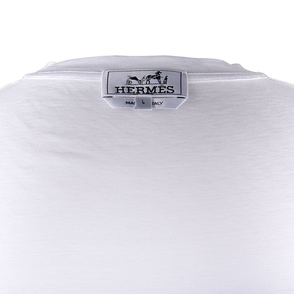 Hermes Men's T-Shirt Odyssee Blanc w/ Blue Design Cotton L New w/ Box